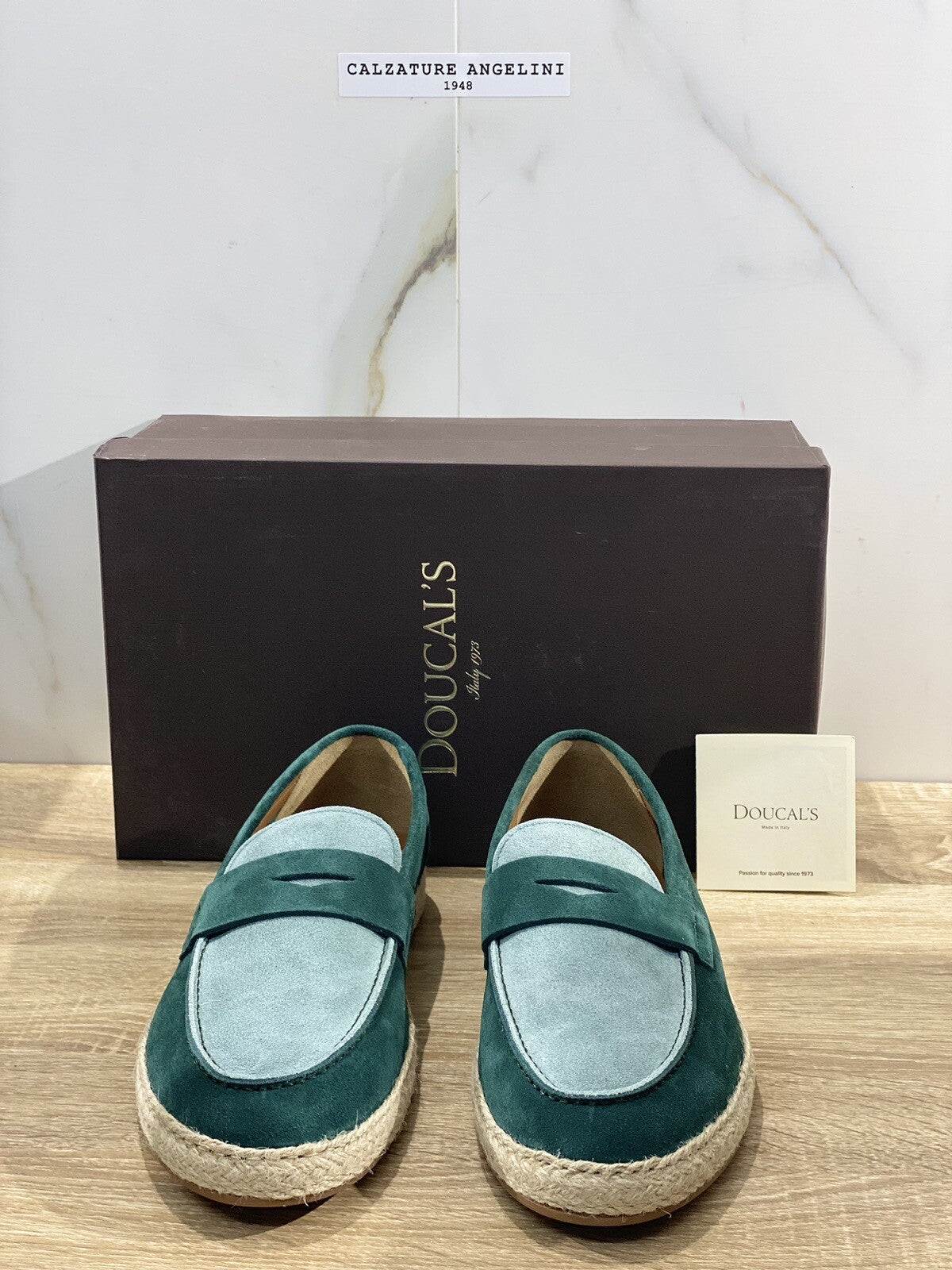 Doucal’s Mocassino Uomo Reale Suede Verdone Fondo Gomma Luxury Men 40