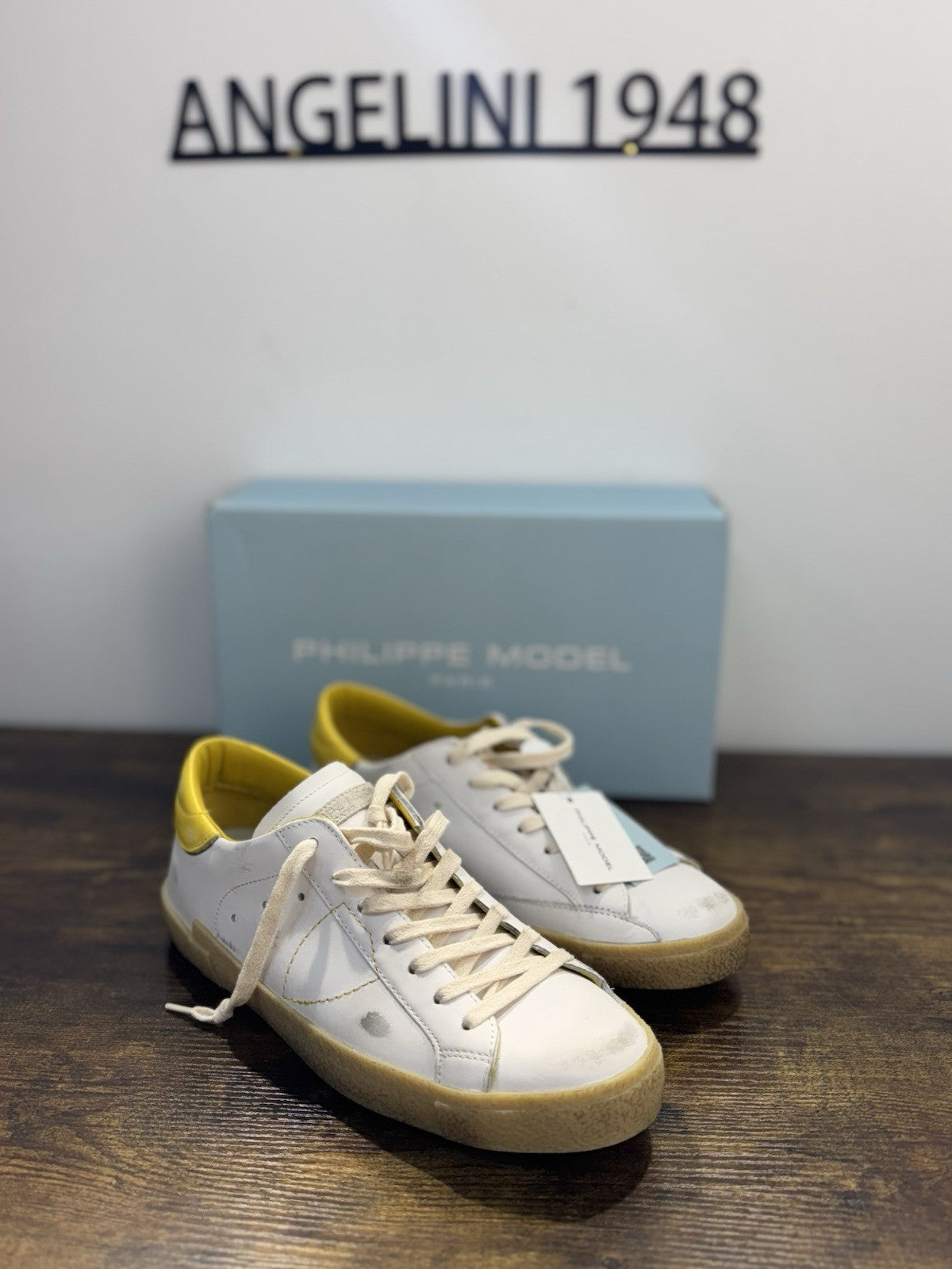 Philippe Model Paris Low Pelle Bianca Limited Edition Casual Sneaker Uomo 41