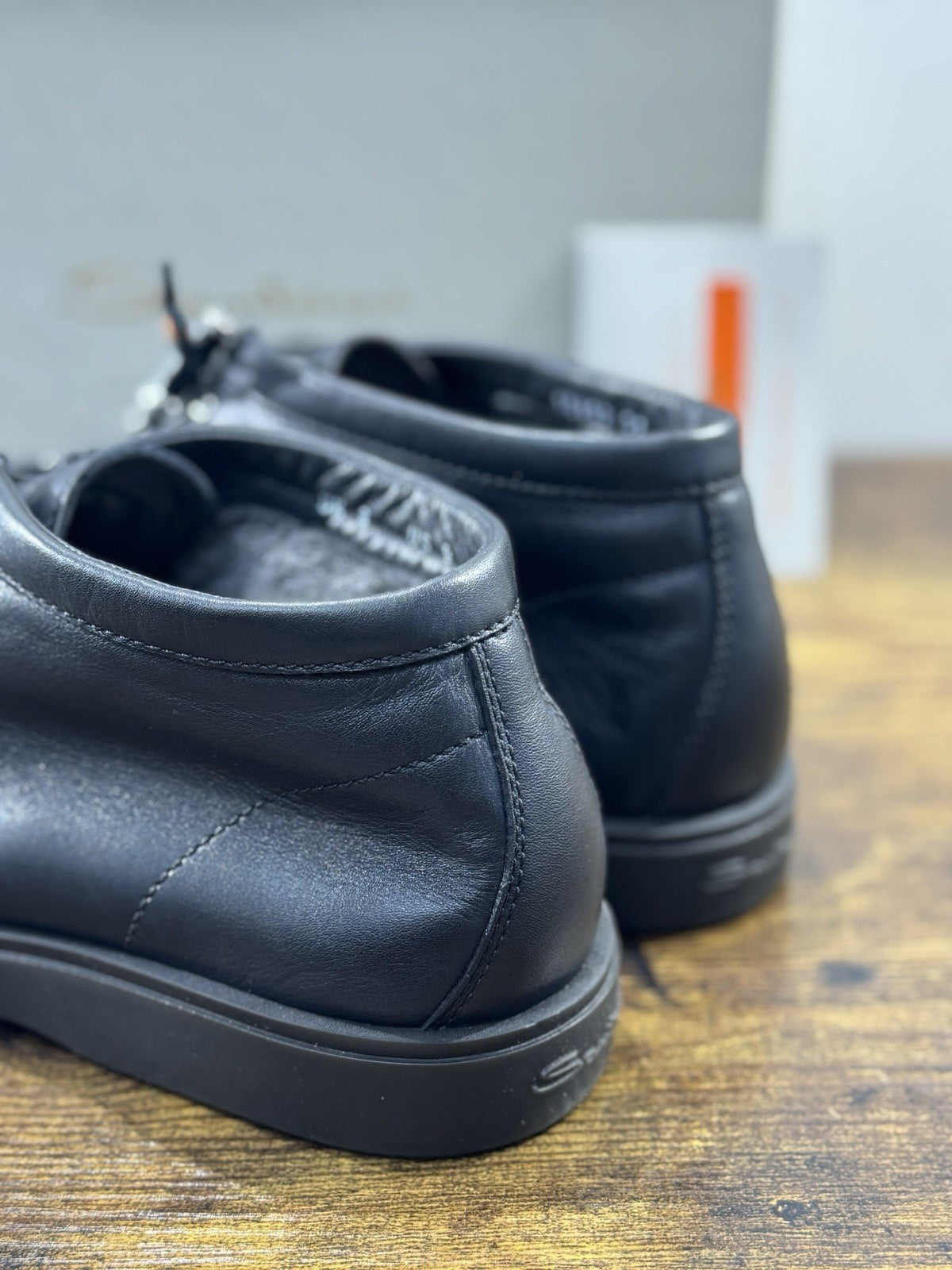 Santoni Polacco Pelle Nera Custom Made LimitedLuxury Men Santoni Shoes Uomo 42