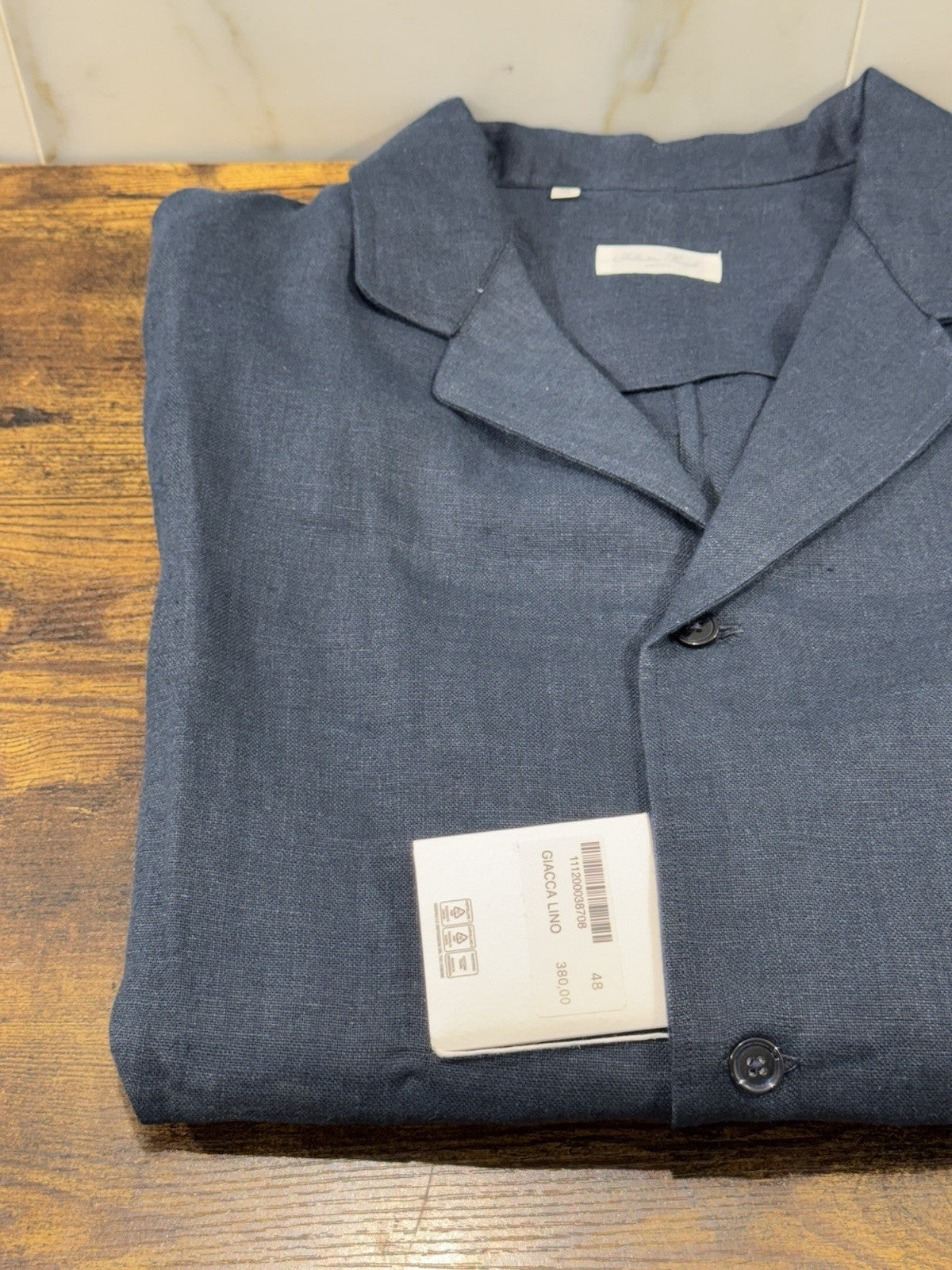 Salvatore Piccolo Napoli Abito 100% Lino Top Italian Quality Blu Uomo 48