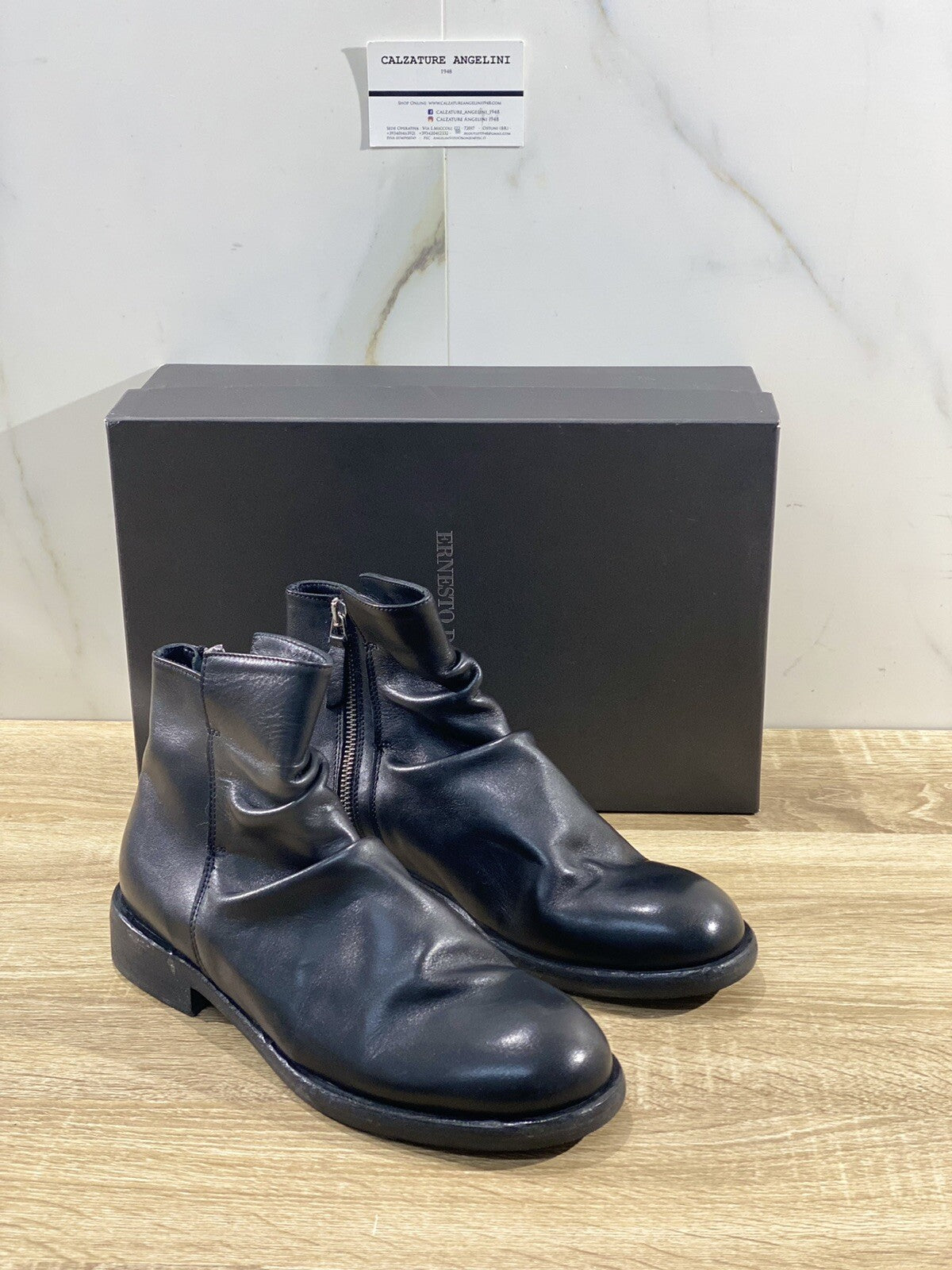 Ernesto Dolani Beatle Uomo Pelle Nero Luxury 2503 Men Boot Dolani 40