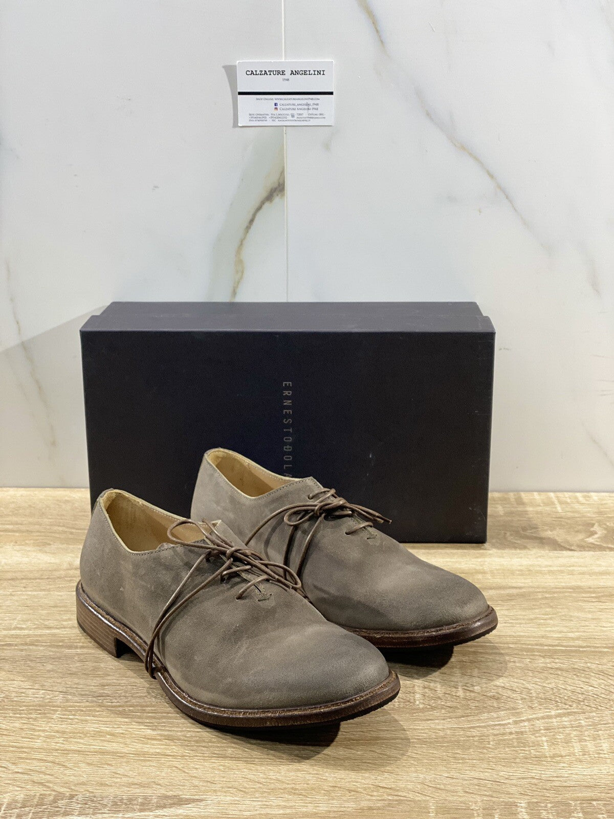 Ernesto Dolani Scarpa Stringata Uomo UCLA02 In Pelle Fango Hamdmade 42.5