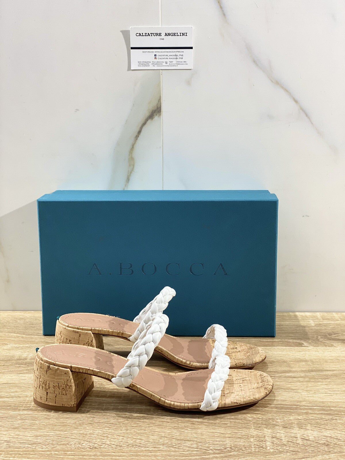 A.bocca Sandalo Donna AB2279 In Pelle Bianca Luxury Sandal Woman 37