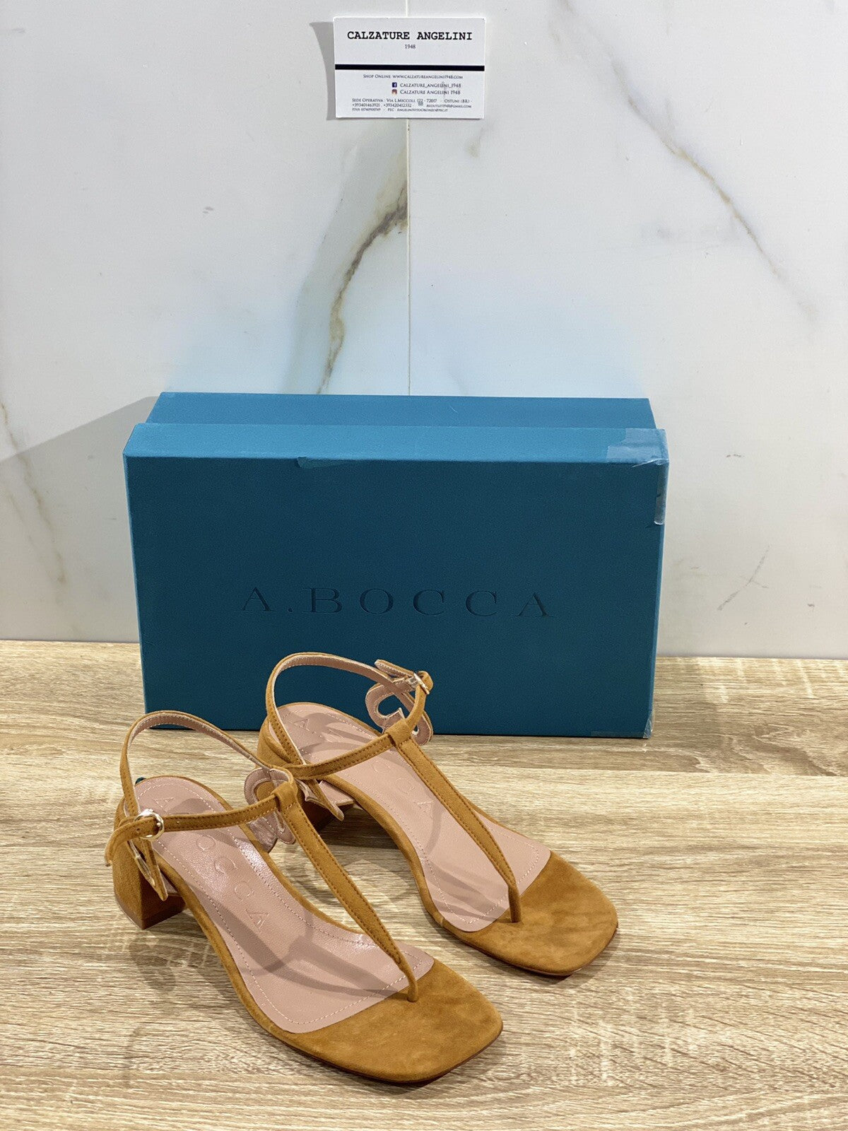 A.bocca Sandalo Donna AB2275 In Suede Cuoio Luxury Woman Sandal 36