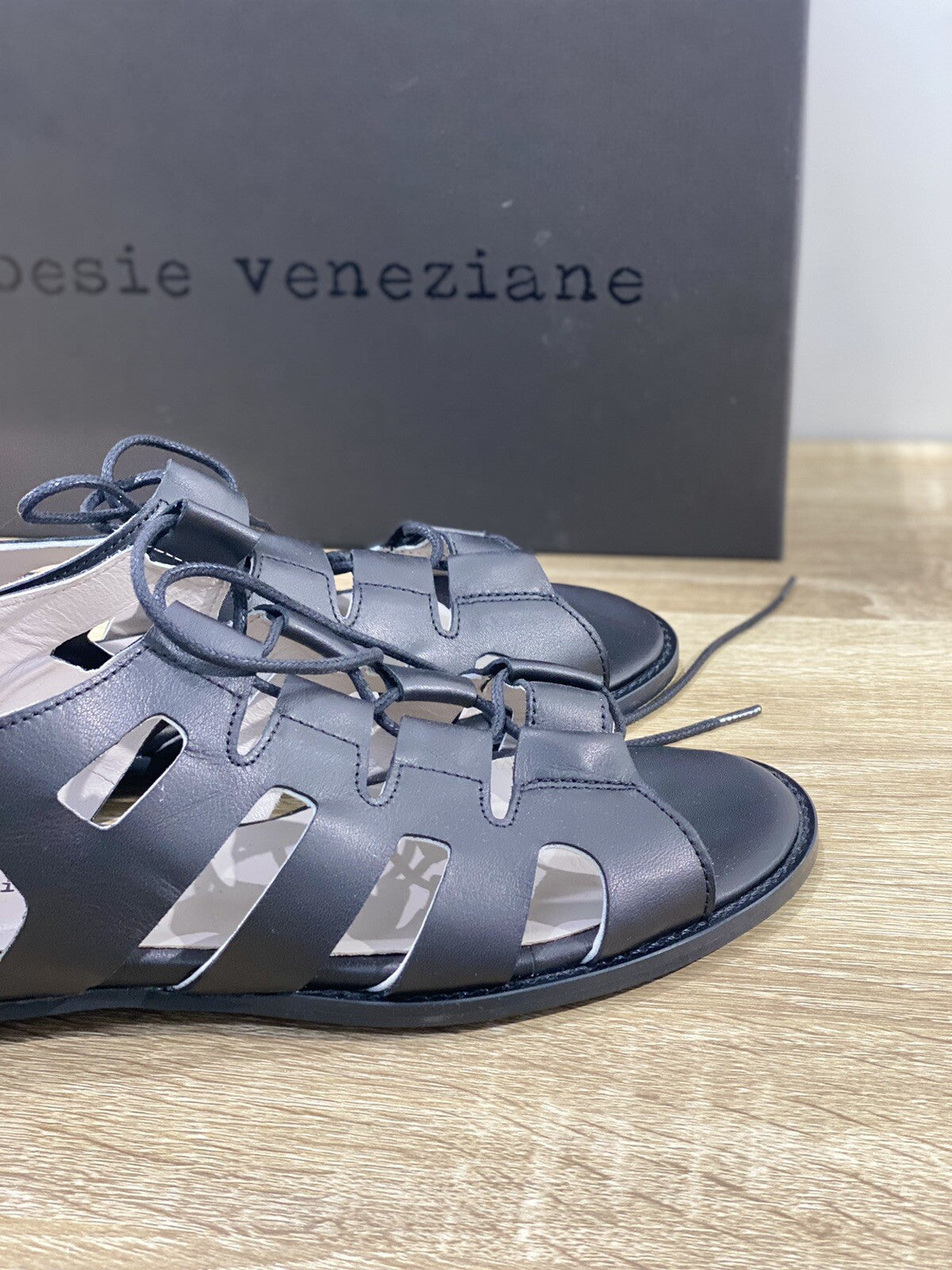 Poesie Veneziane Sandalo donna Pelle Nera Tarr1521 made in italy 39
