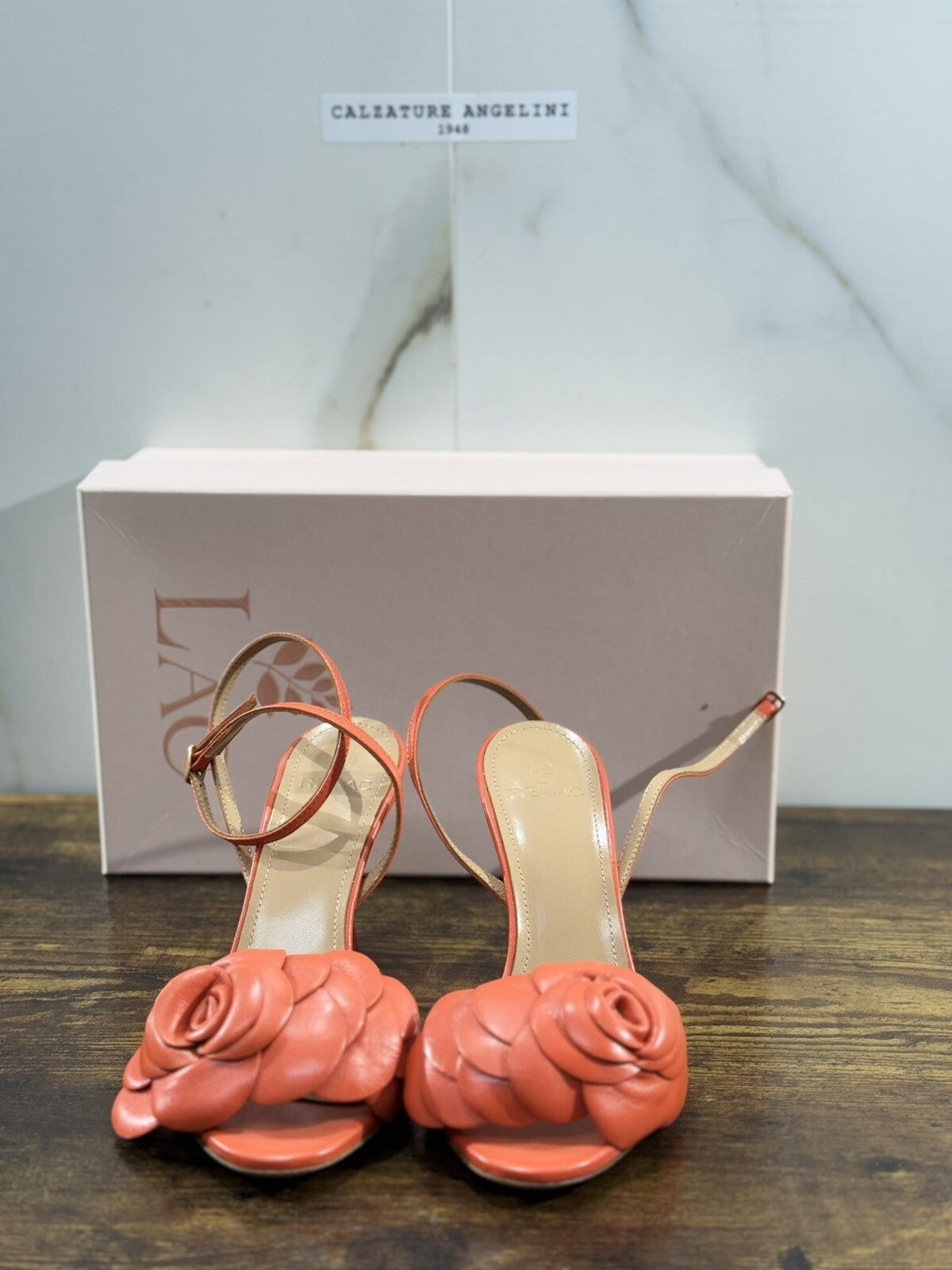 Relac Sandalo Donna Fiore Pelle Arancio Handmade Shoes Relac 37