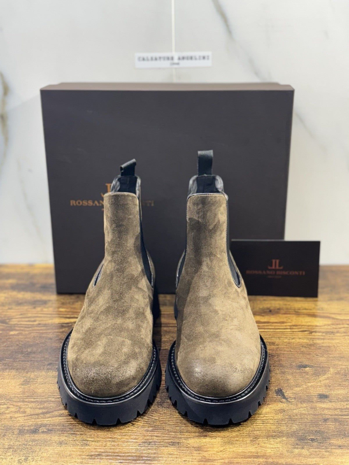 Rossano Bisconti Chelsea Boot Uomo Suede Military Fully Made In Italy 45