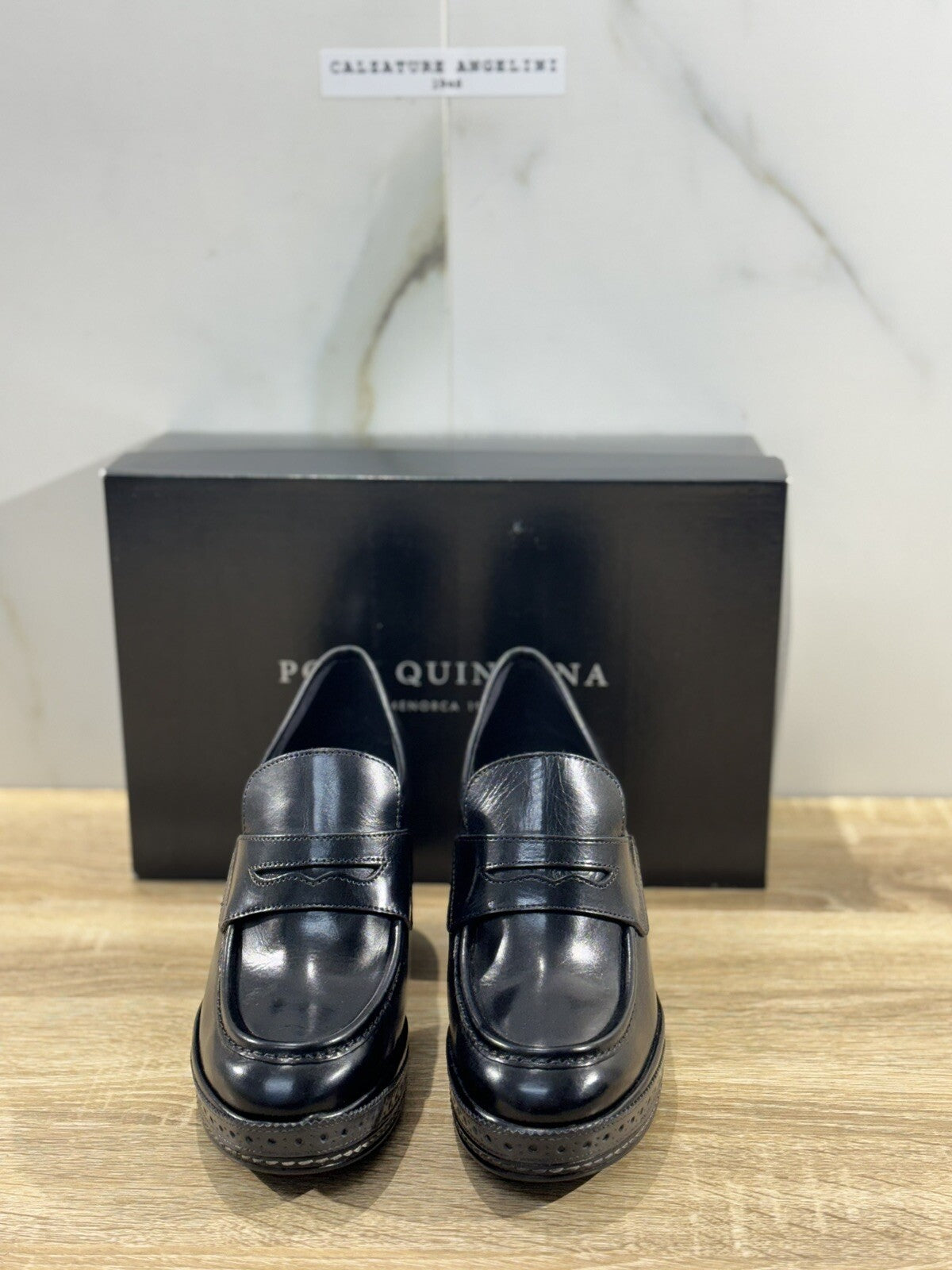 Pons Quintana Mocassino Donna Pelle Nero Con Tacco Casual Loafer 40