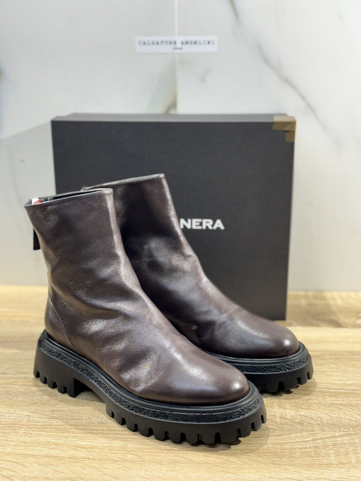 HALMANERA Biker Donna Rama Pelle Marrone Extra Light Casual Handmade Boot 41
