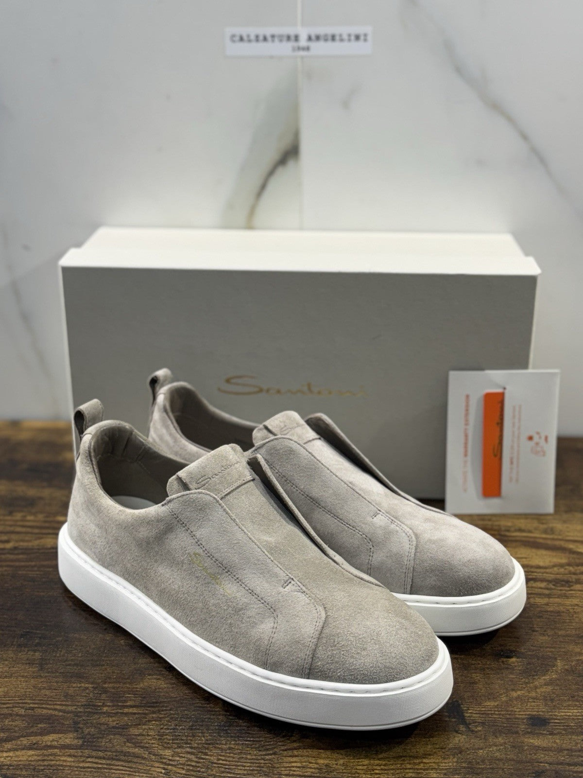 Santoni Sneaker Suede Beige Slip On Luxury Men Santoni Shoes Icon Uomo 40
