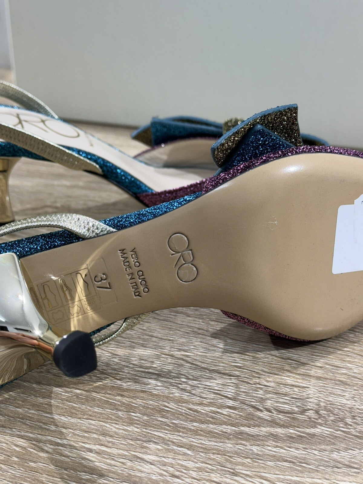 Oro Milano Sling Back Donna Glitter Multi Color Luxury Sandal Woman 37