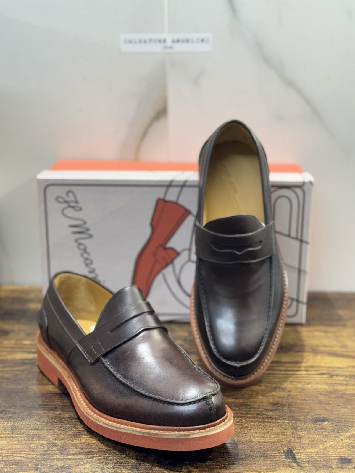 Il Mocassino Modello Weston Pelle Marrone Fatto In Italia Uomo 43.5