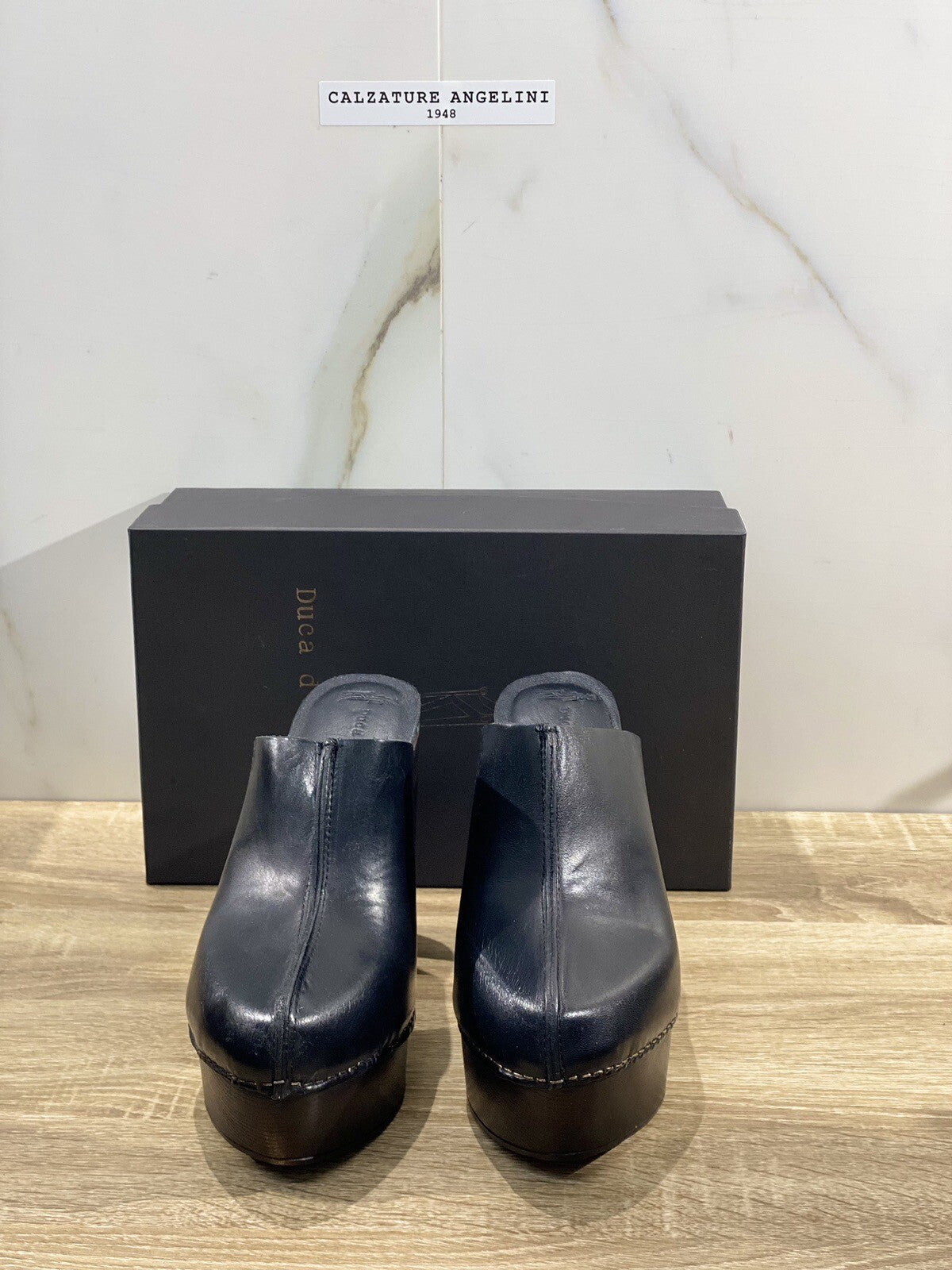 Duca D’ascalona Zoccolo Sadie Donna Fatto A Mano Pelle Nera 39