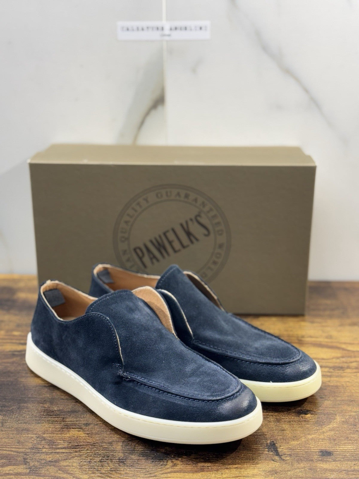 Pawelk’s Mocassino Slip On Suede Blu Made In Italy Ultra Flexible Uomo 41