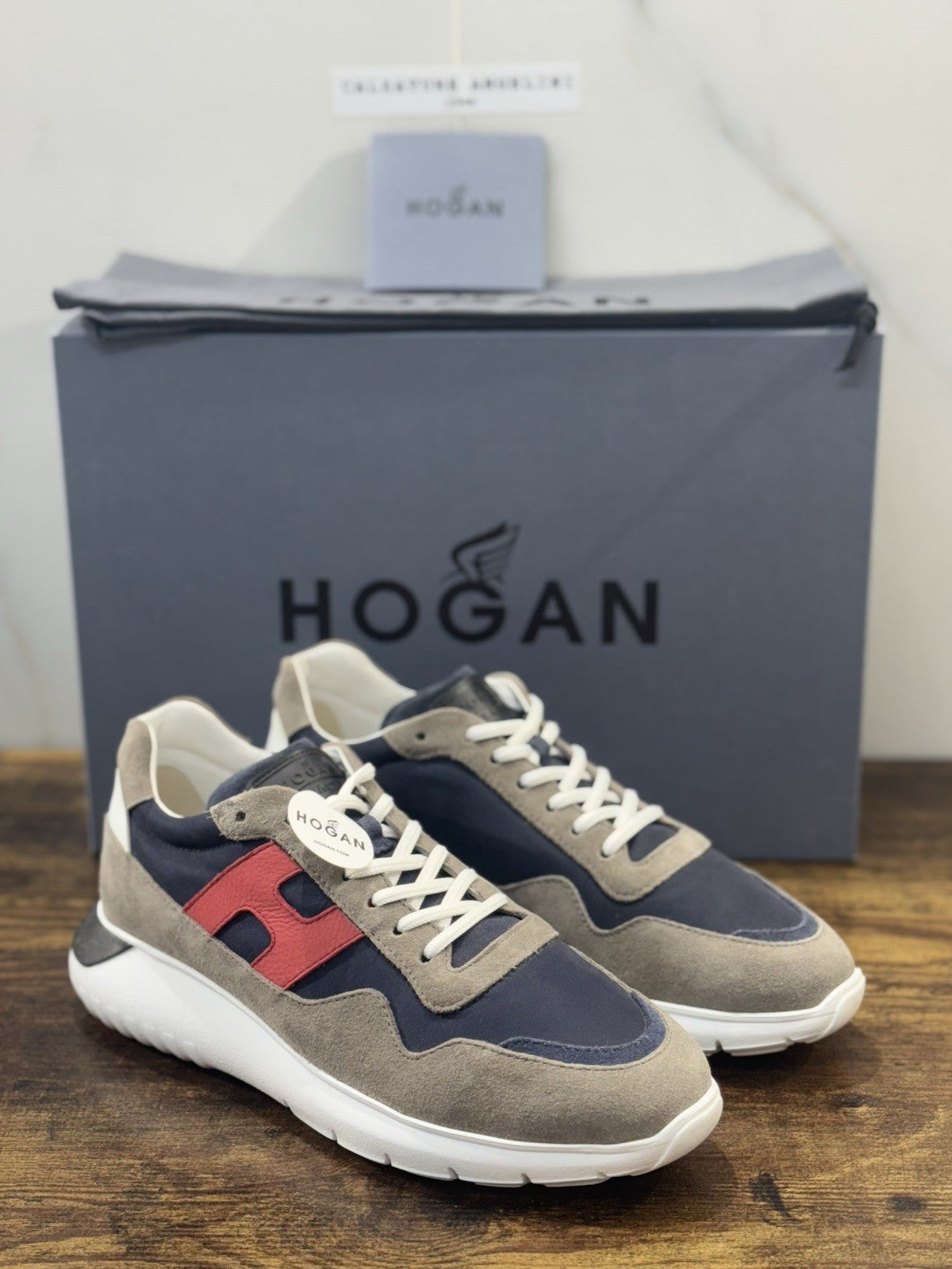 Hogan Interactive 3 Pelle Suede Grey Blu Casual Hogan Uomo 42