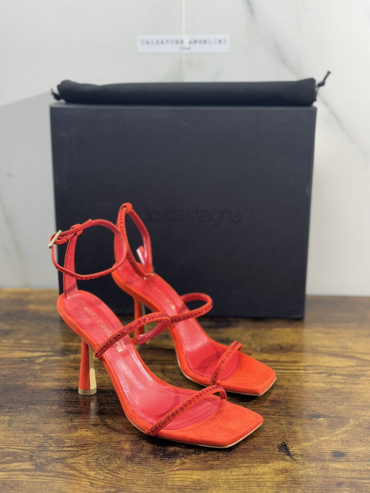 Aldo Castagna Sandalo Donna Demet Pelle Suede Rosso Luxury Woman 38.5