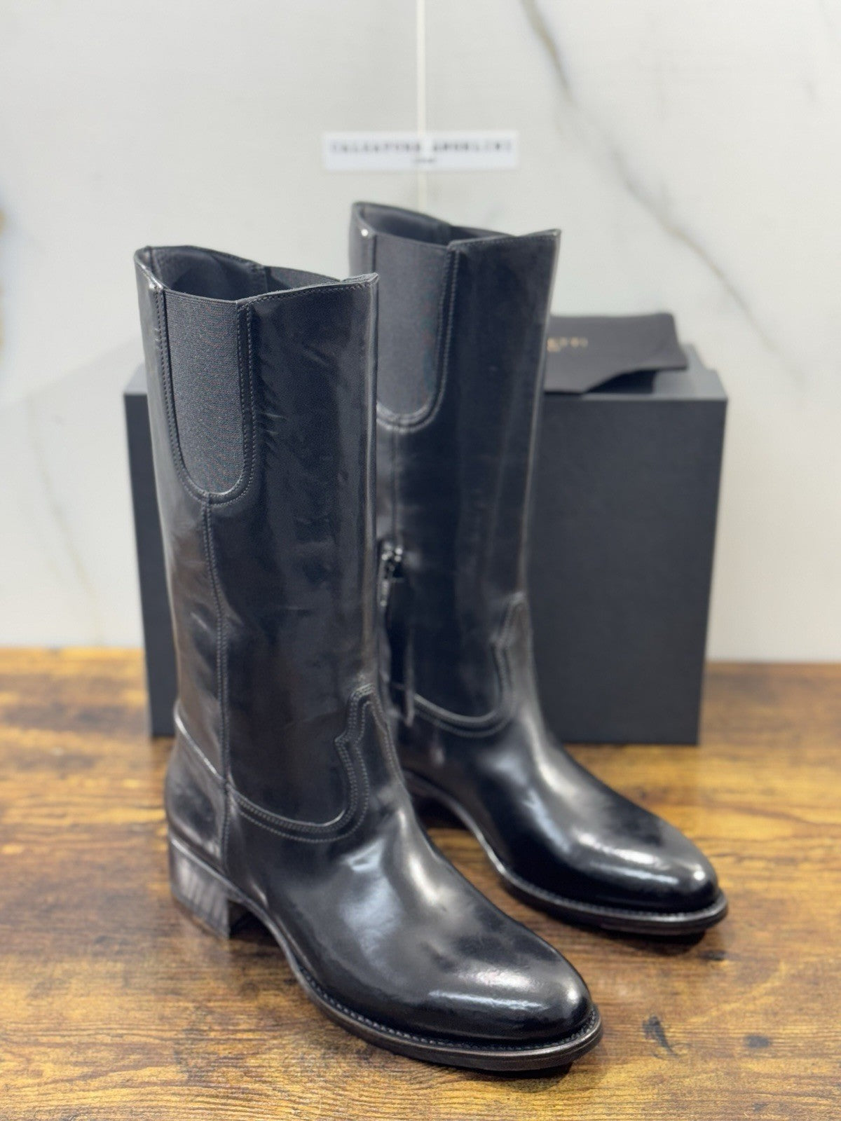 Silvano Sassetti Stivale Pelle Nero Luxury Handmade Donna 37