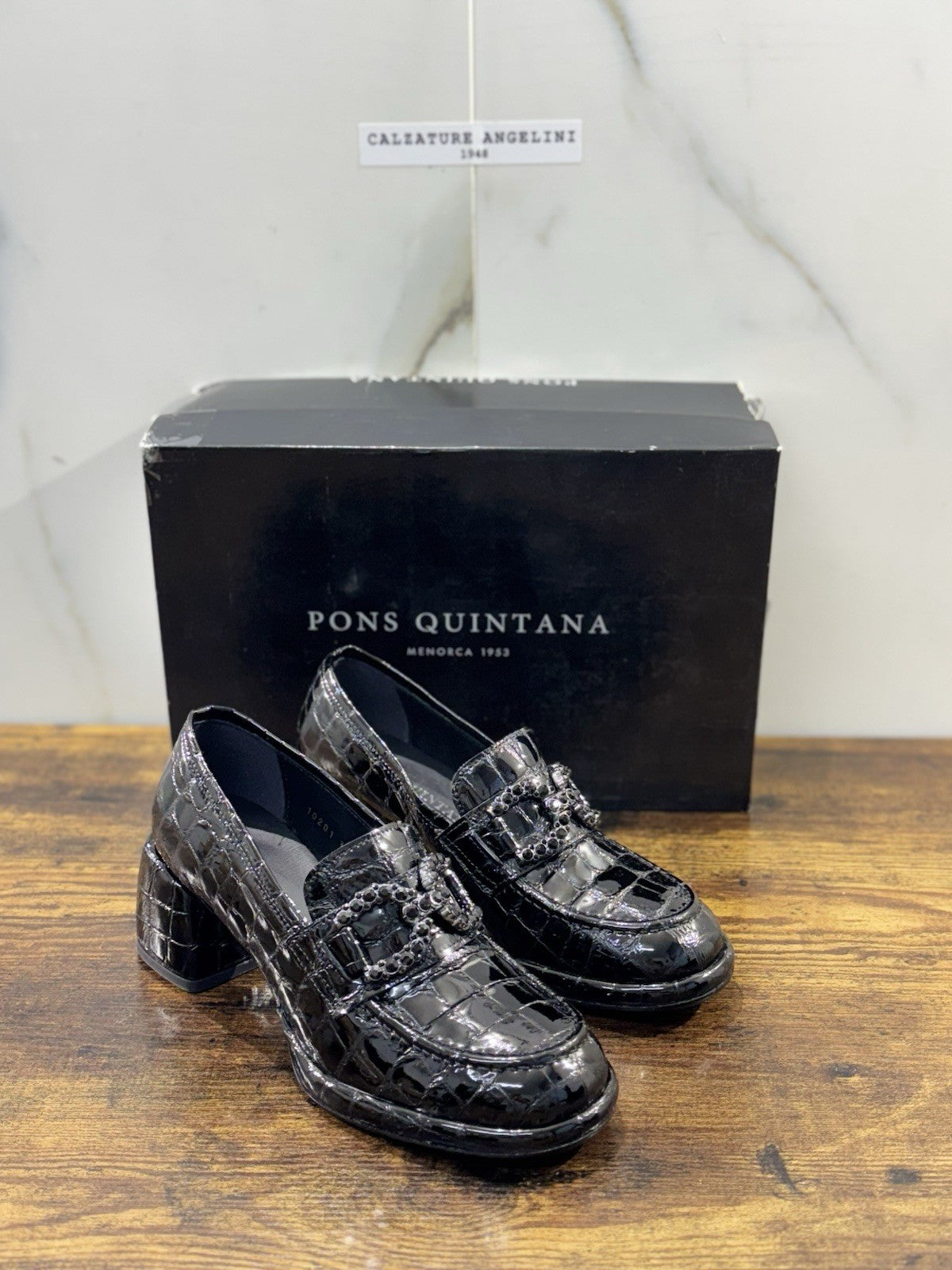 Pons Quintana Mocassino Donna Pelle Nero Con Tacco Casual Loafer 38