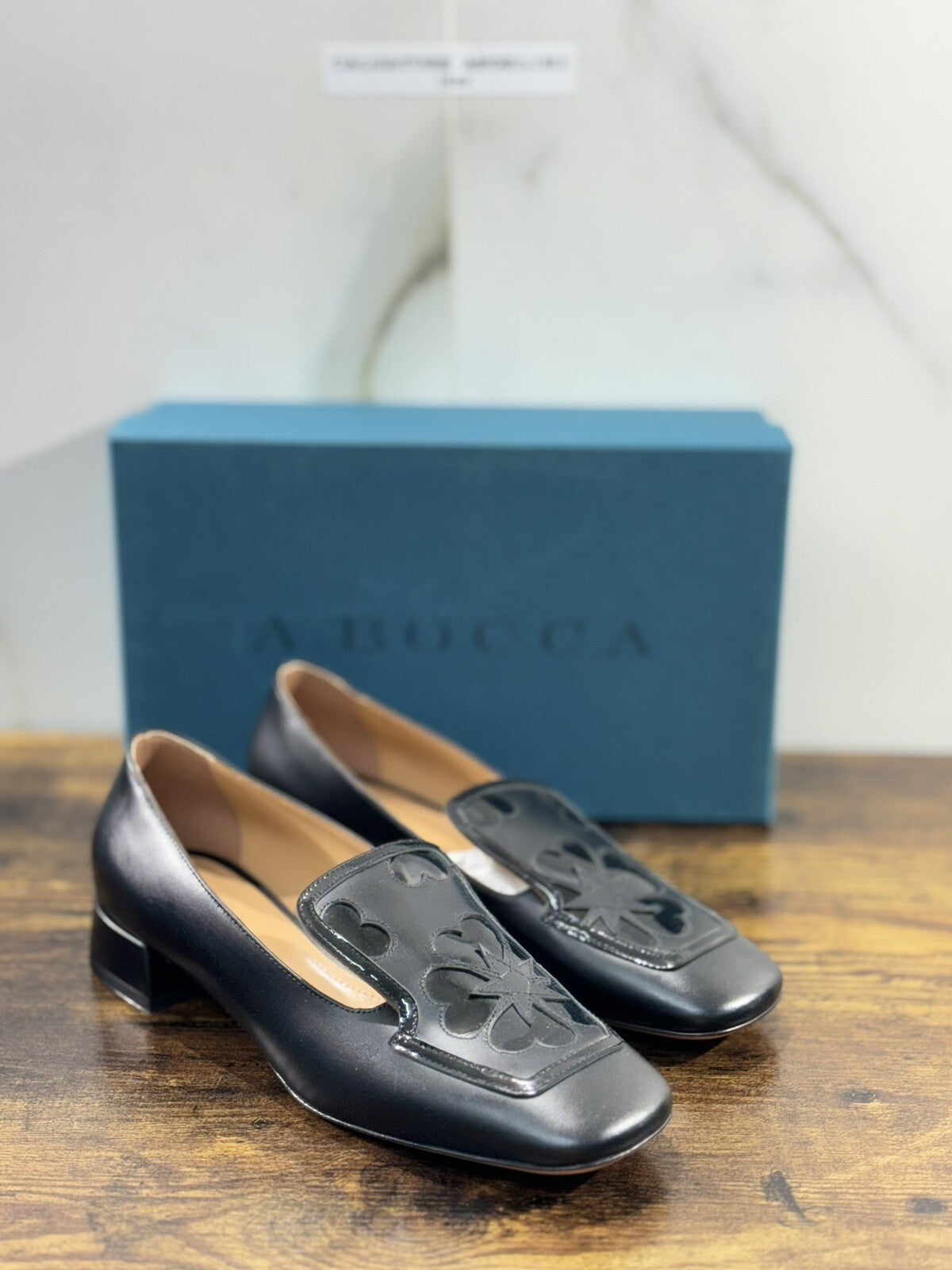 A.Bocca Two For Love Mocassino Donna Pelle Nero Tacco Luxury Handmade 39