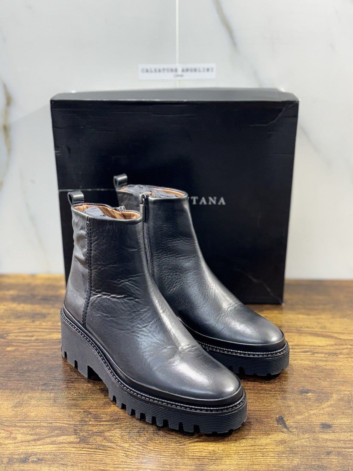 Pons Quintana Stivaletto Donna Carm B Pelle Nero Zeppa Luxury Boot 36