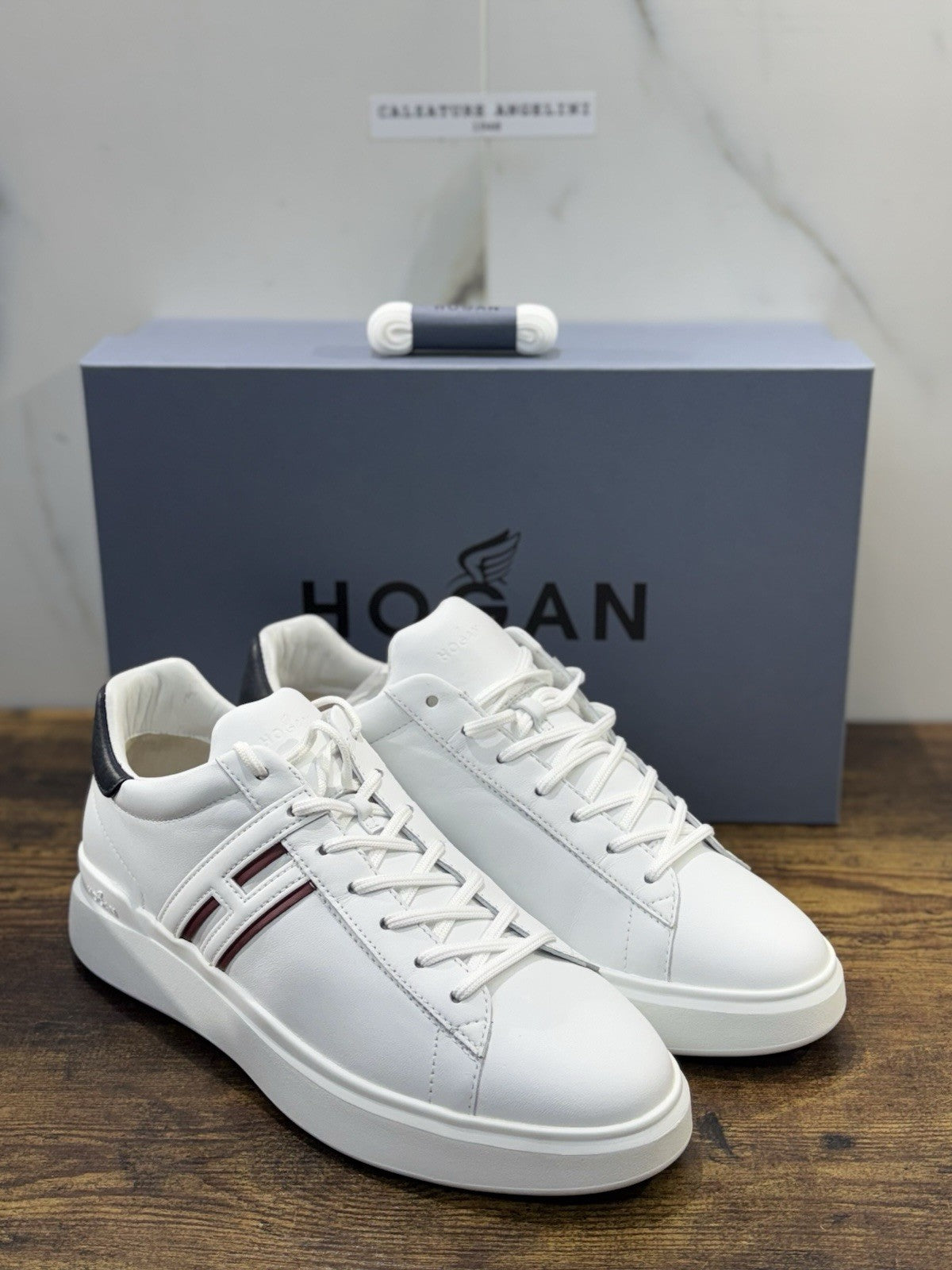 Hogan H580 sneaker Pelle Bianco memory foam Luxury HoganShoes Uomo 42