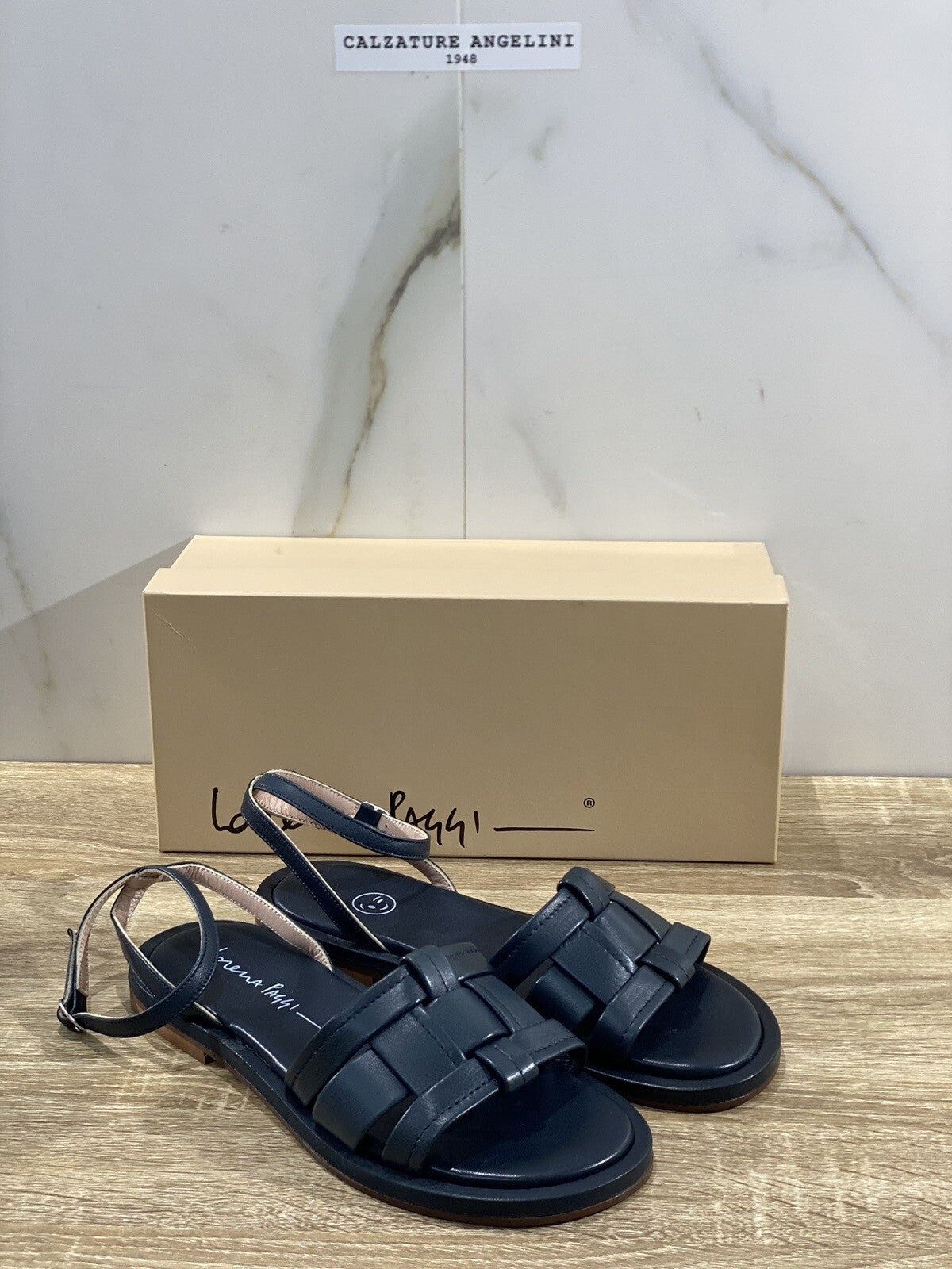 Lorena Paggi Sandalo Donna In Pelle Blu Super Soft Made In Italy 38