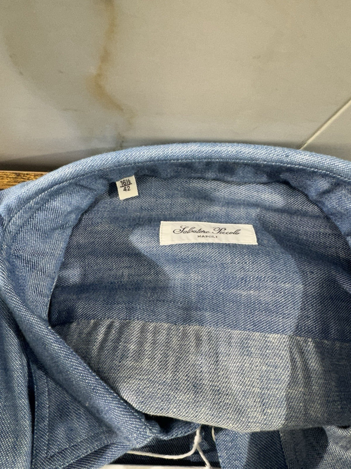 Salvatore Piccolo Napoli Denim Camicia Top Italian Quality Tasche 42