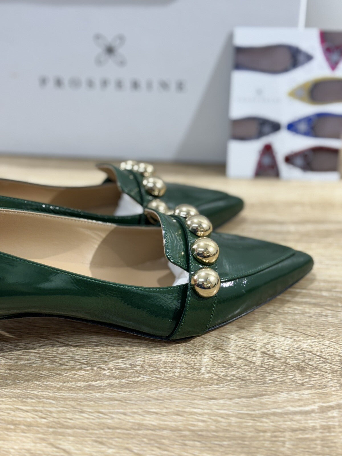 Prosperine Ballerina Tacco donna in Naplak Verde luxury made in italy 37