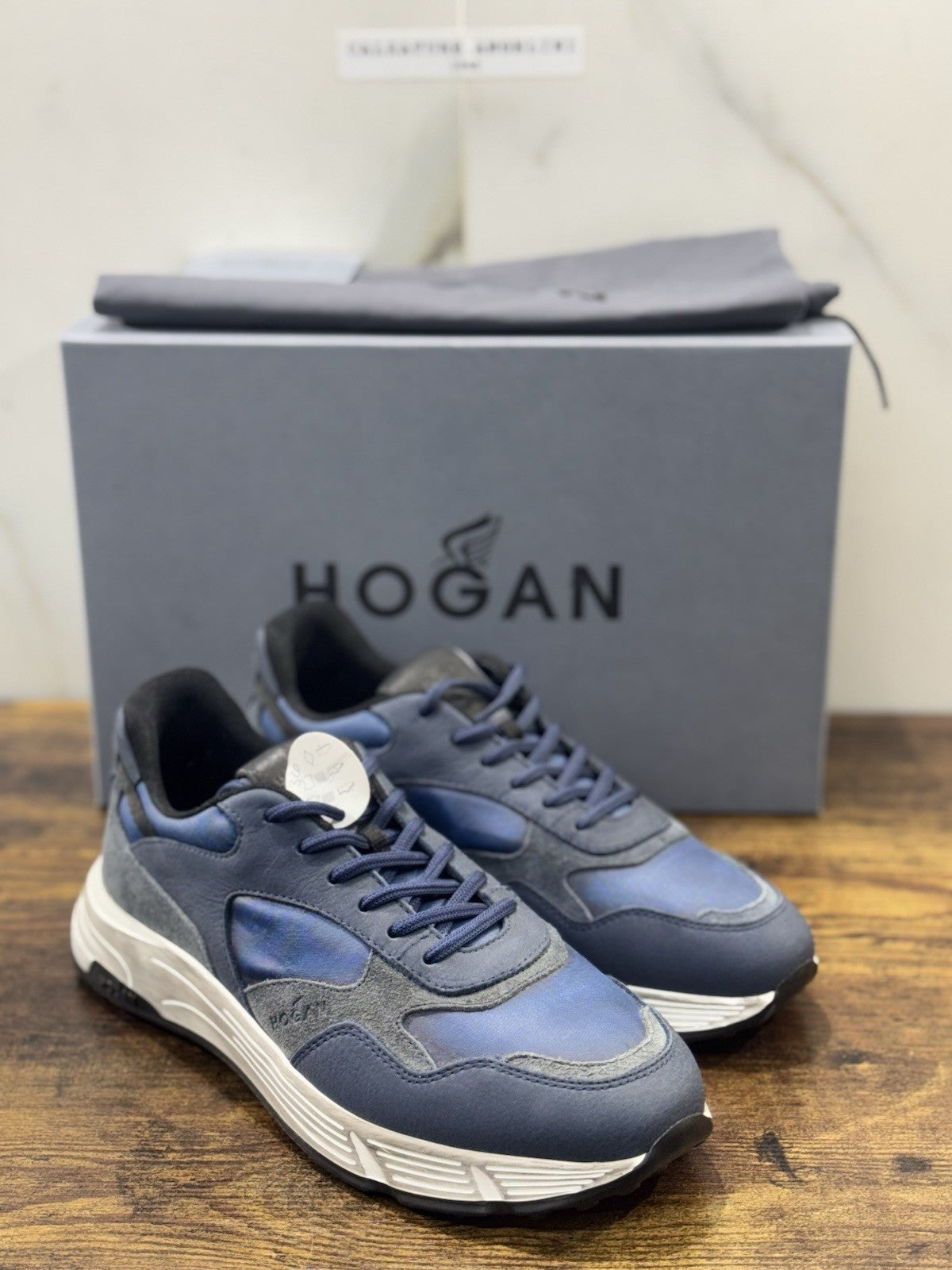 Hogan New Hyperlight Sneaker Pelle Blu Memory Foam Luxury Hogan Uomo 43