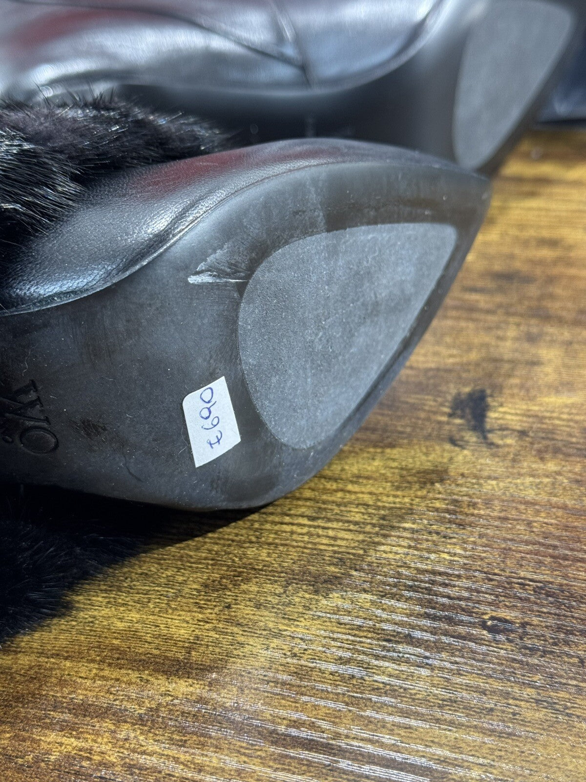 Wo Milano Stivale Donna Pelle Nero Gambale In Visone Luxury Woman Boot 39