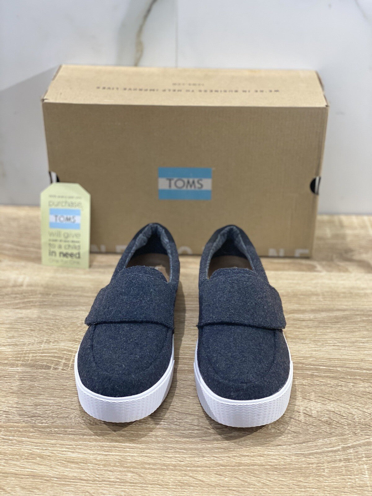 Toms Scarpa Donna Altair Black Felt Suede Casual Shoes Toms Woman 38.5