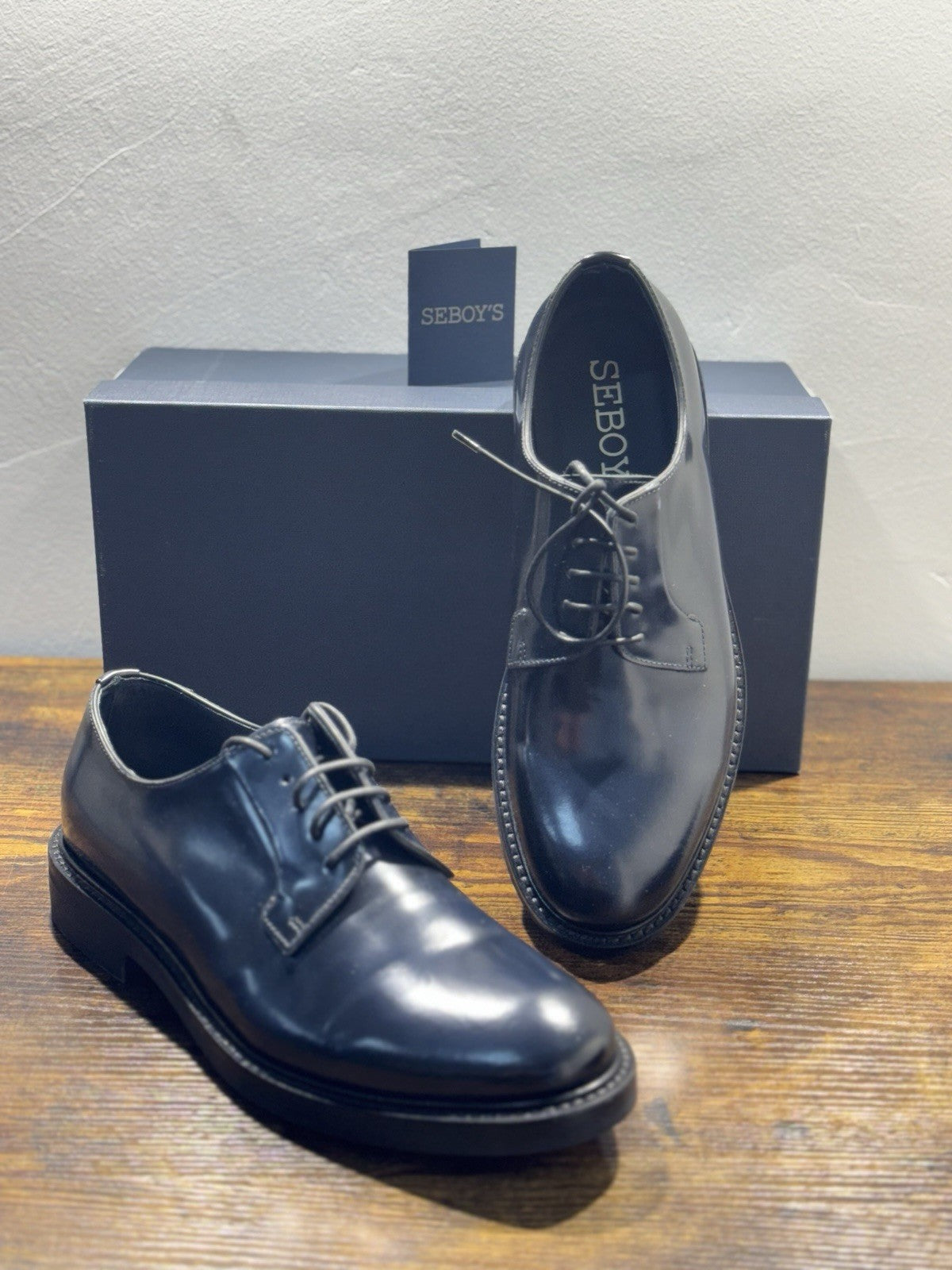 Seboy’s Derby Pelle Blu Fondo Gomma Made In Italy Uomo 41