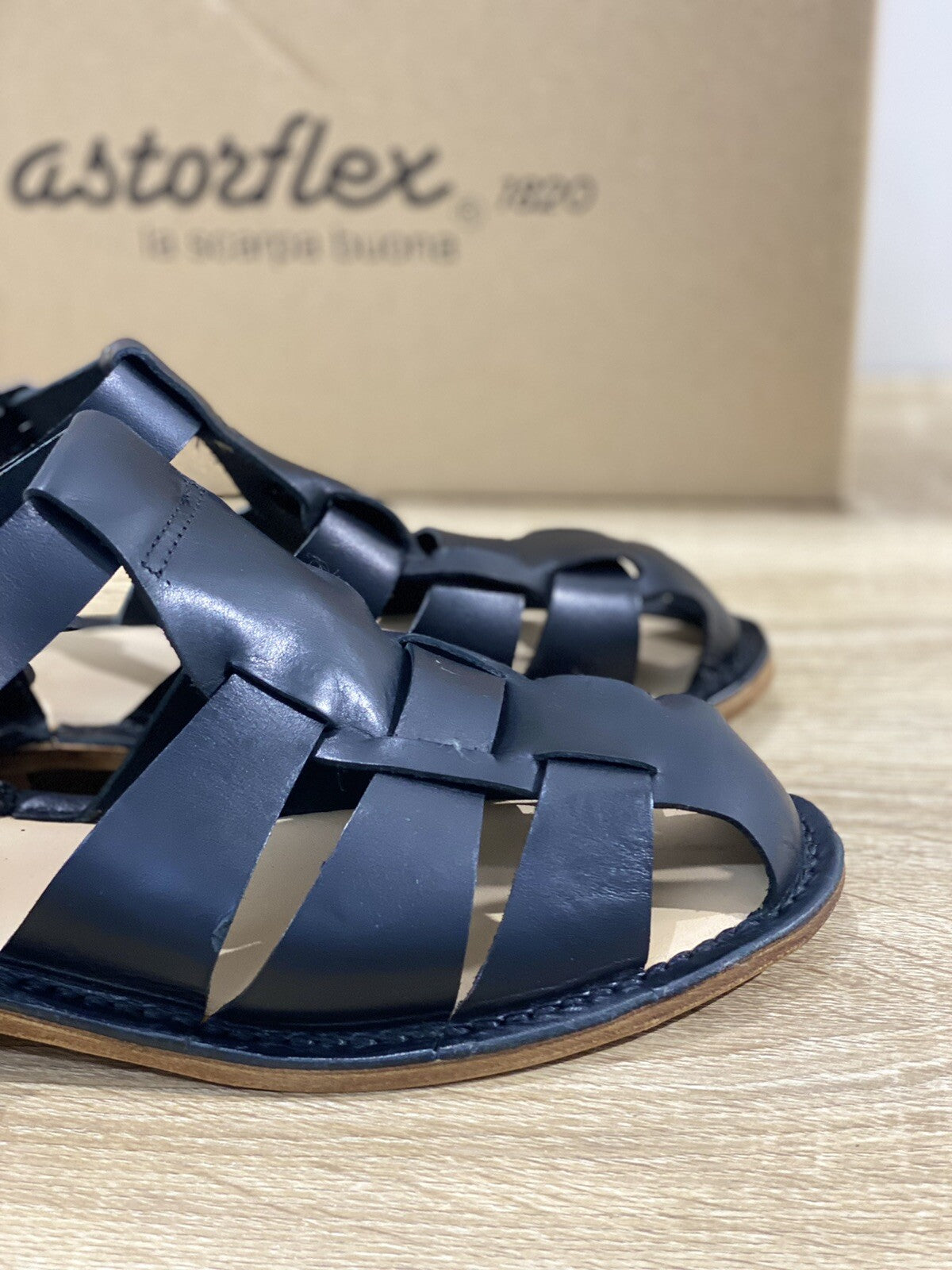 Astorflex Sandalo uomo Monkflex in Pelle Nera luxury made in italy 40