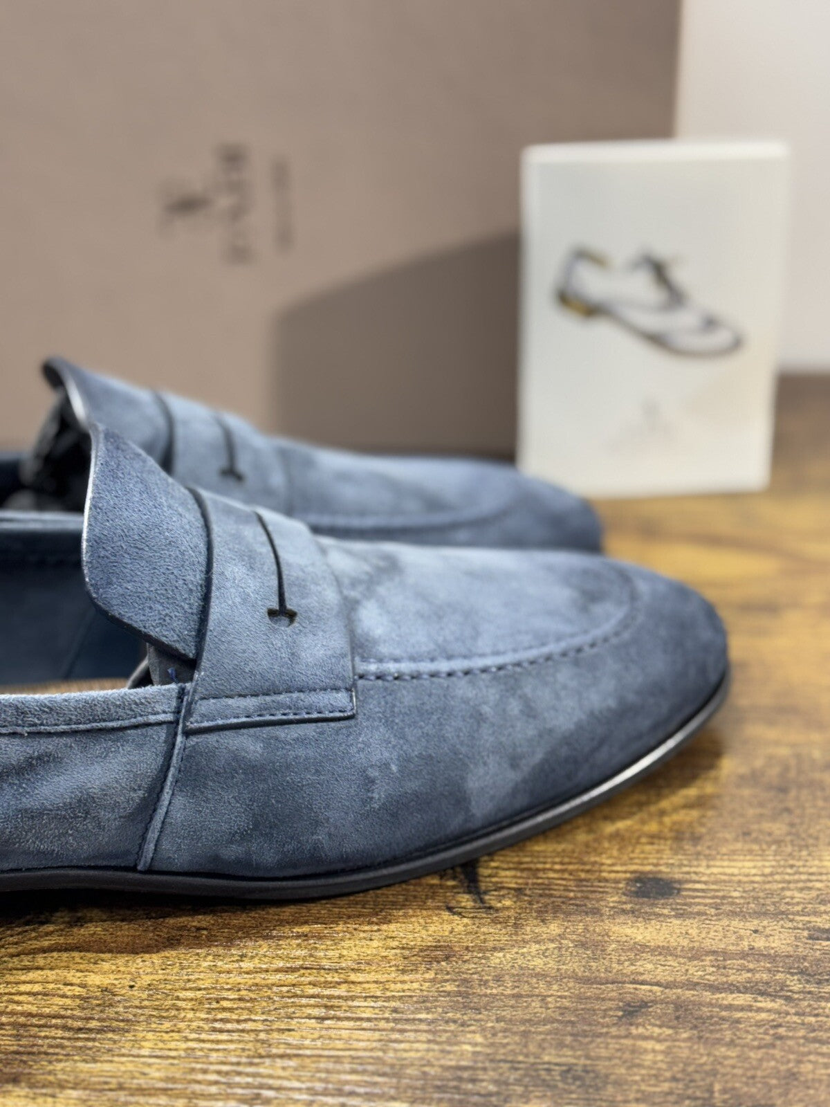 Fabi Mocassino Uomo Pelle Blu Suede Goodyear Handmade Fabi Handmade Loafer 43