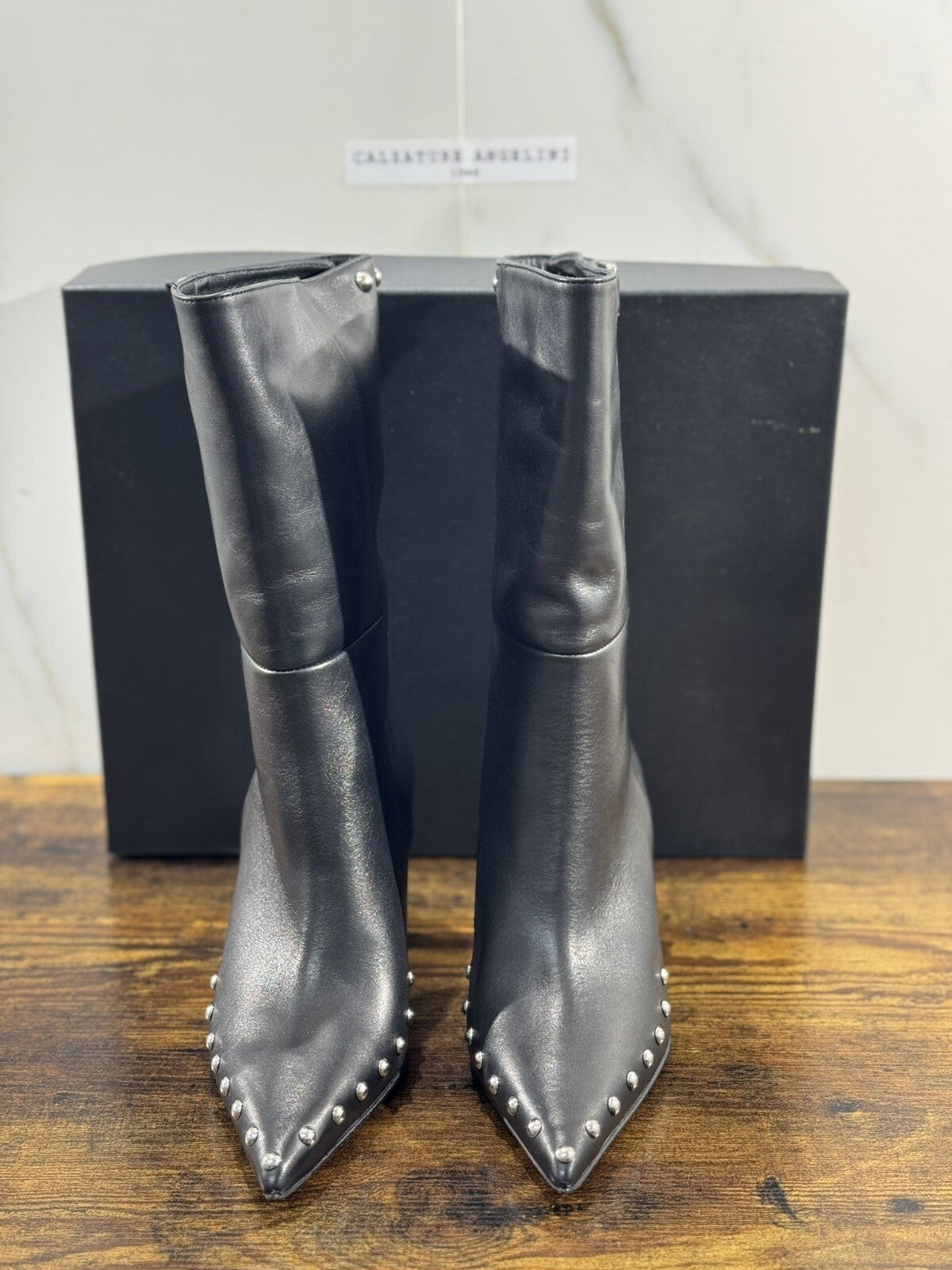 Strategia Stivale Donna Pelle Nero Luxury Woman Boot Strategia 38.5