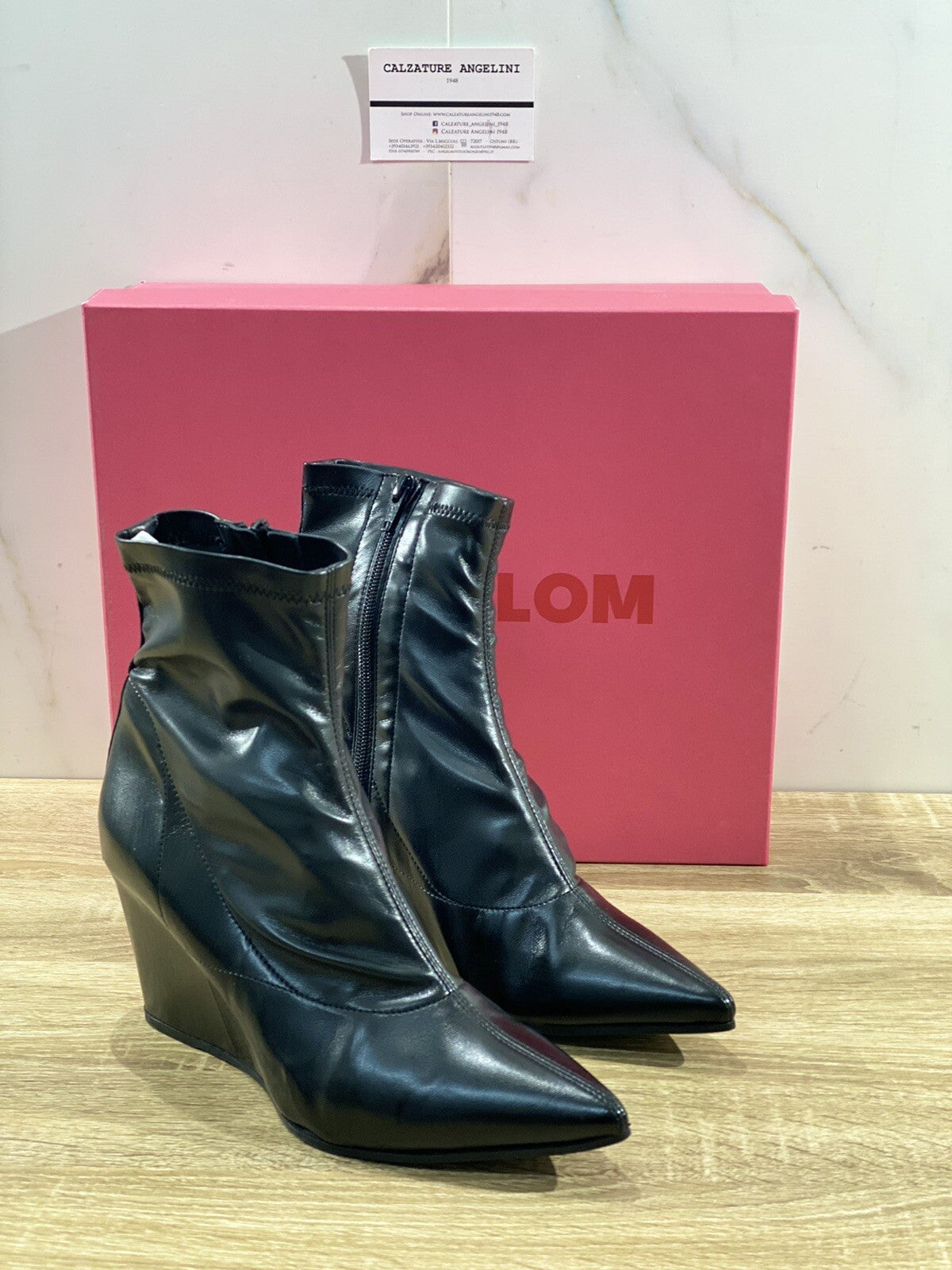 Mychalom Stivaletto Donna EVE4017 In Pelle Nera Zeppa 39
