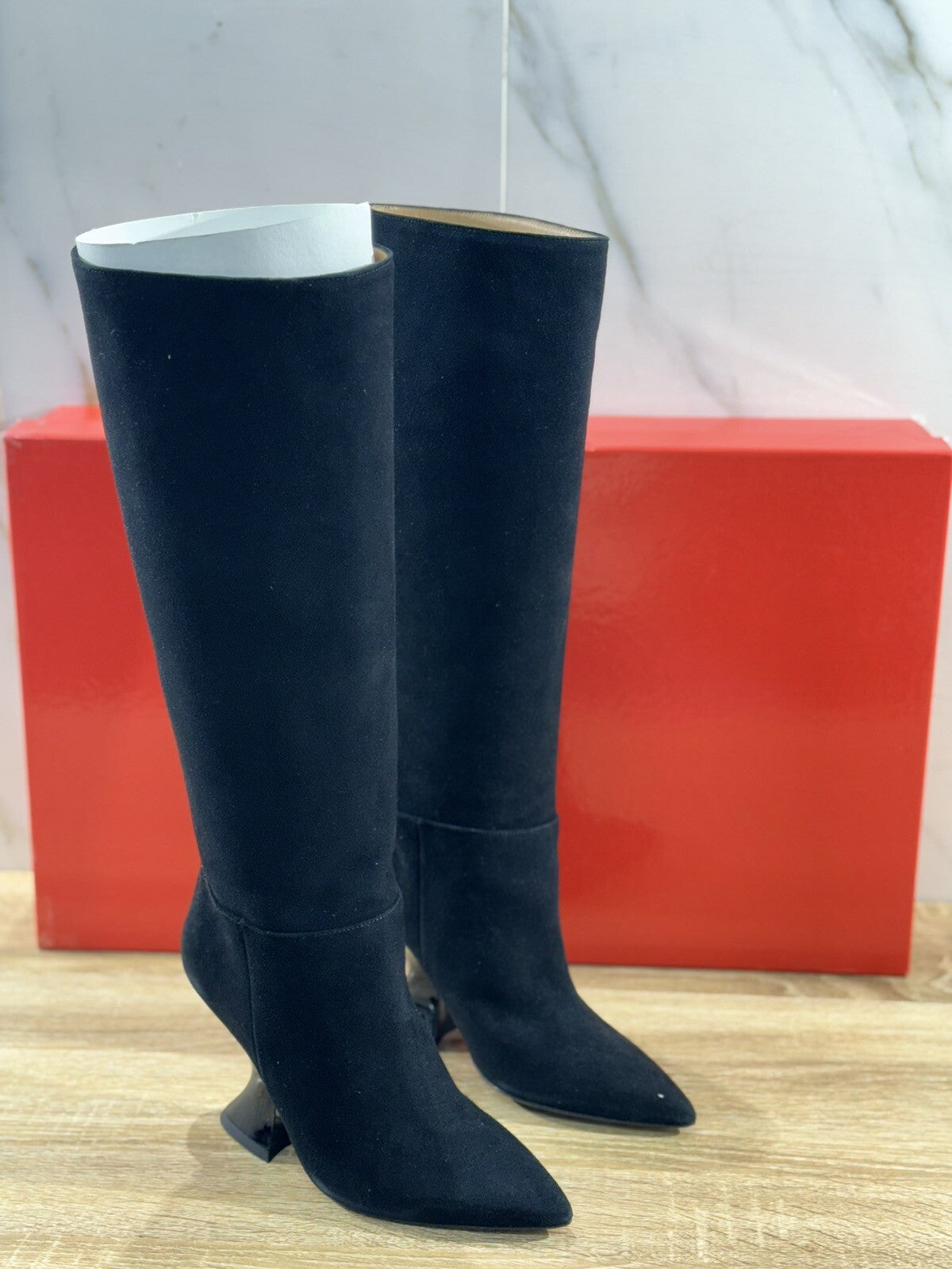 WO MILANO Stivale donna Suede Nero casual boot tacco 38