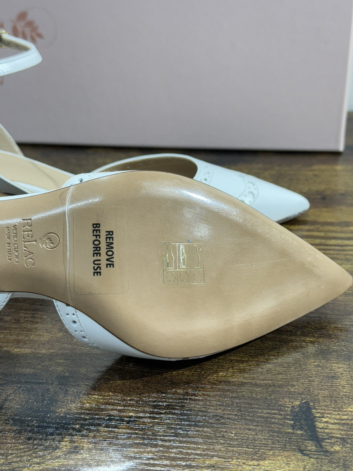 Relac Scarpa Donna Sling Back Pelle Bianca Luxury Handmade Shoes Relac 37