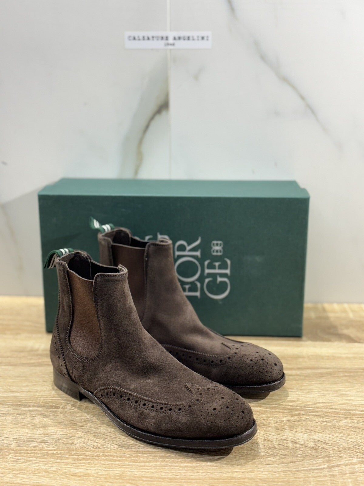 Green George Chelsea Boot Donna Suede Marrone Luxury Handmade Boot 40