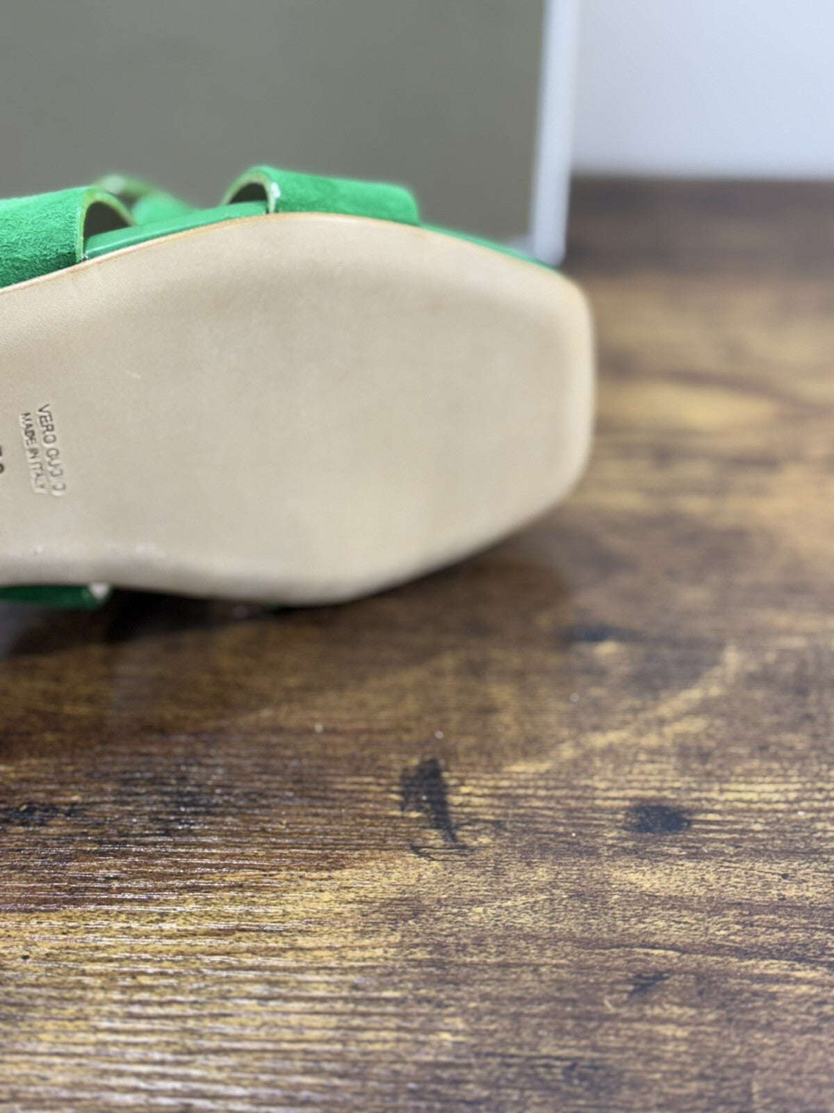 Capri Sandalo Donna In Suede Verde Soft Fatto A Mano In Italia Fondo Cuoio 38