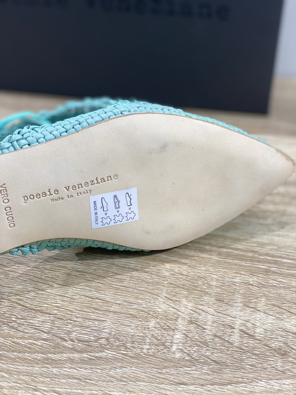Poesie Veneziane Sandalo donna RLI28 treccia Aquamarine made in italy 39