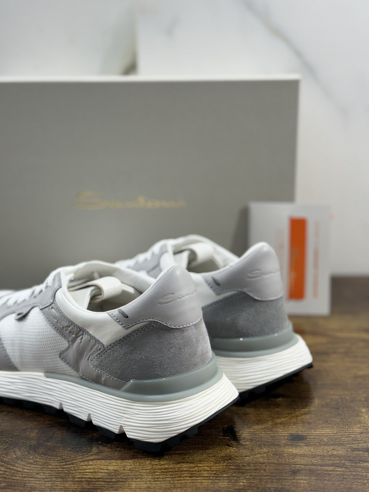 Santoni Sneaker Uomo Running Pelle Bianca Luxury Men Santoni Shoes Icon 40
