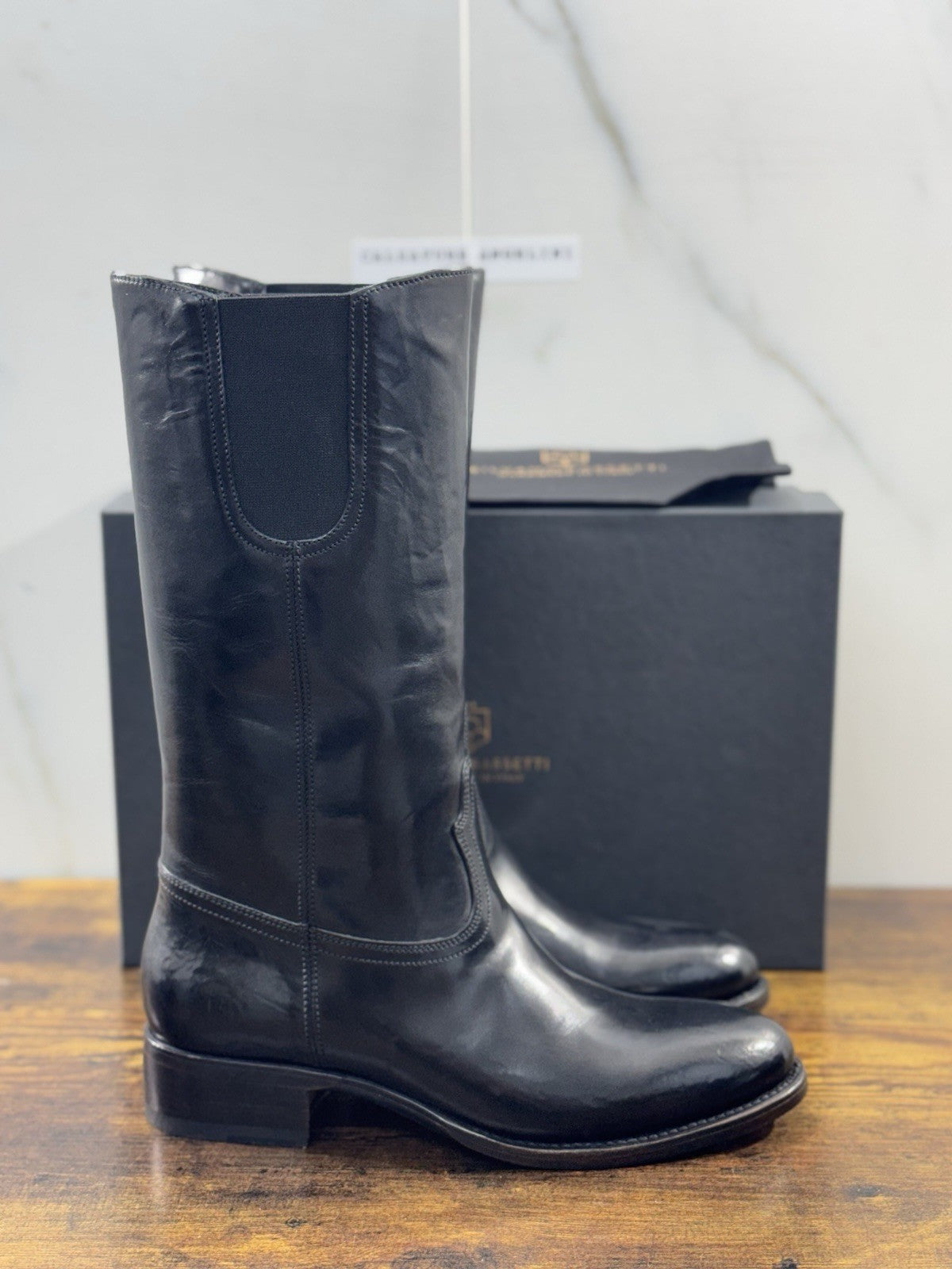 Silvano Sassetti Stivale Pelle Nero Luxury Handmade Donna 39