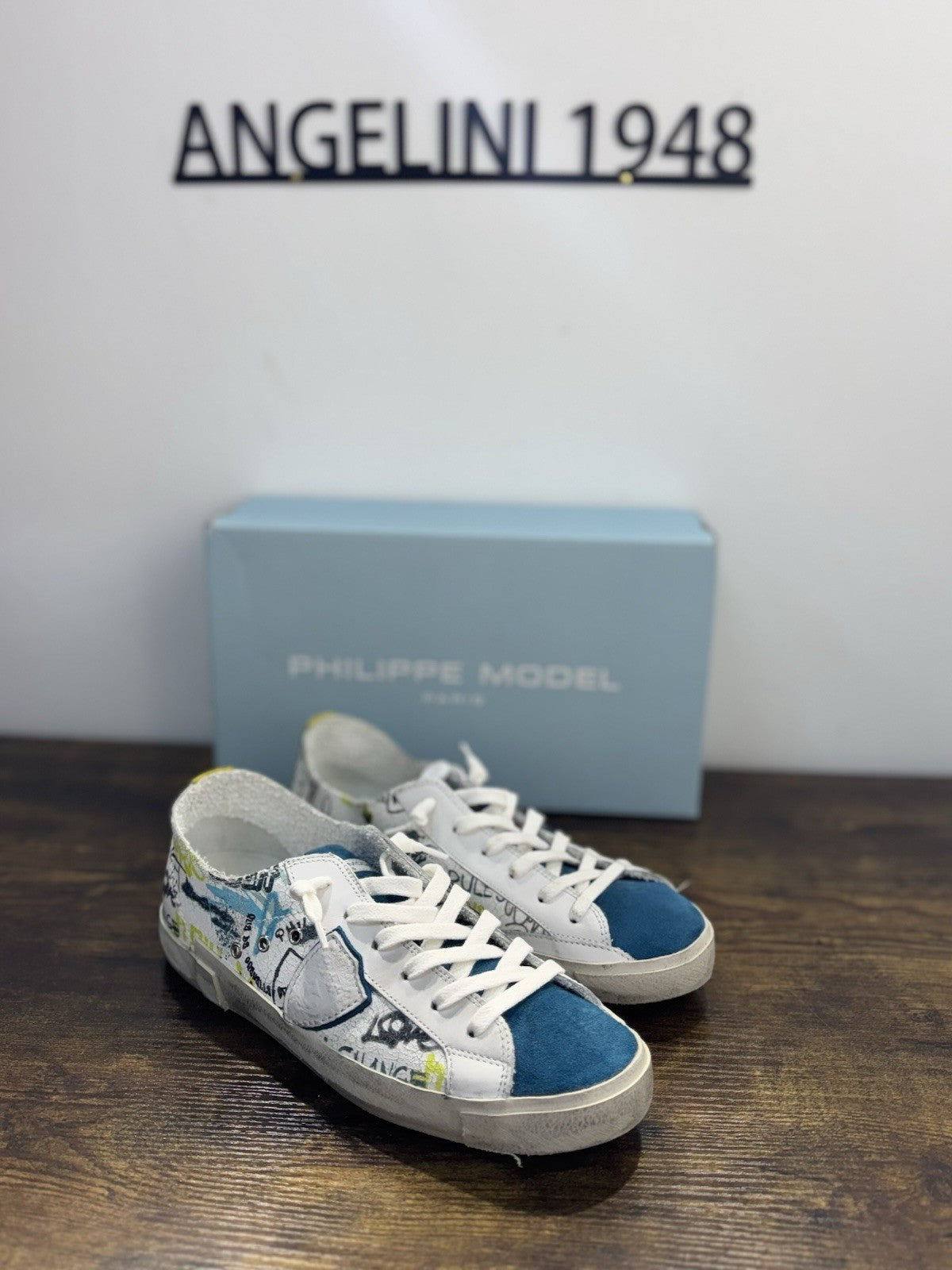 Philippe Model Paris Low Pelle Bianca Limited Edition Casual Sneaker Uomo 45