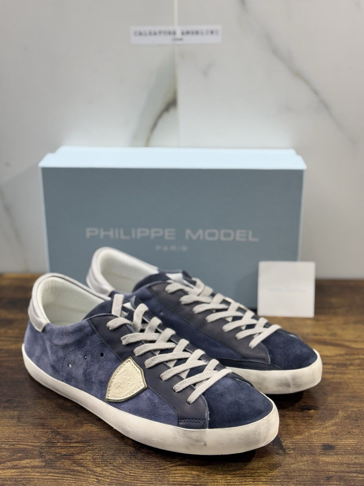 Philippe Model Paris L u Pelle Blu Sand Casual Uomo 45