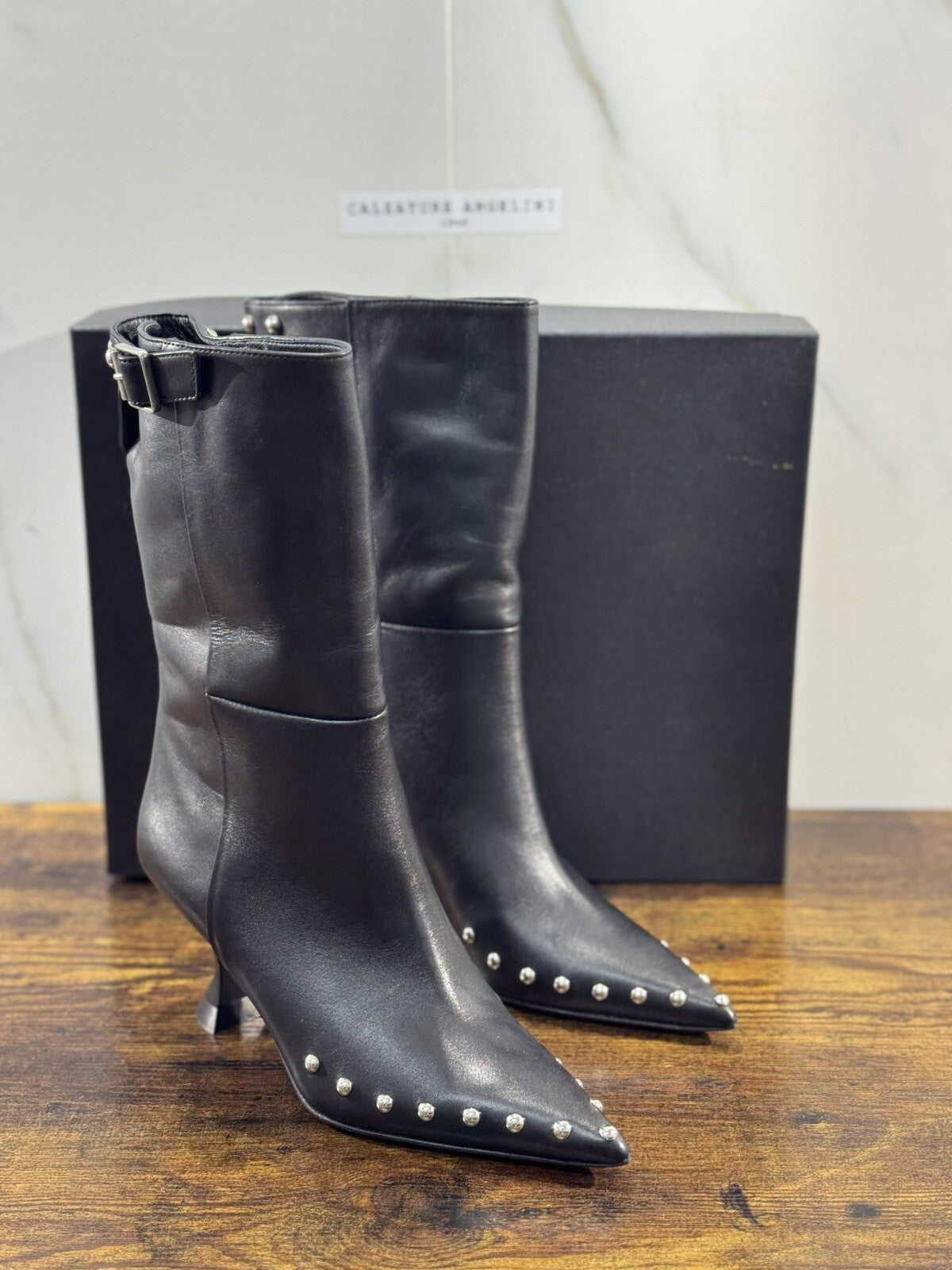 Strategia Stivale Donna Pelle Nero Luxury Woman Boot Strategia 38.5