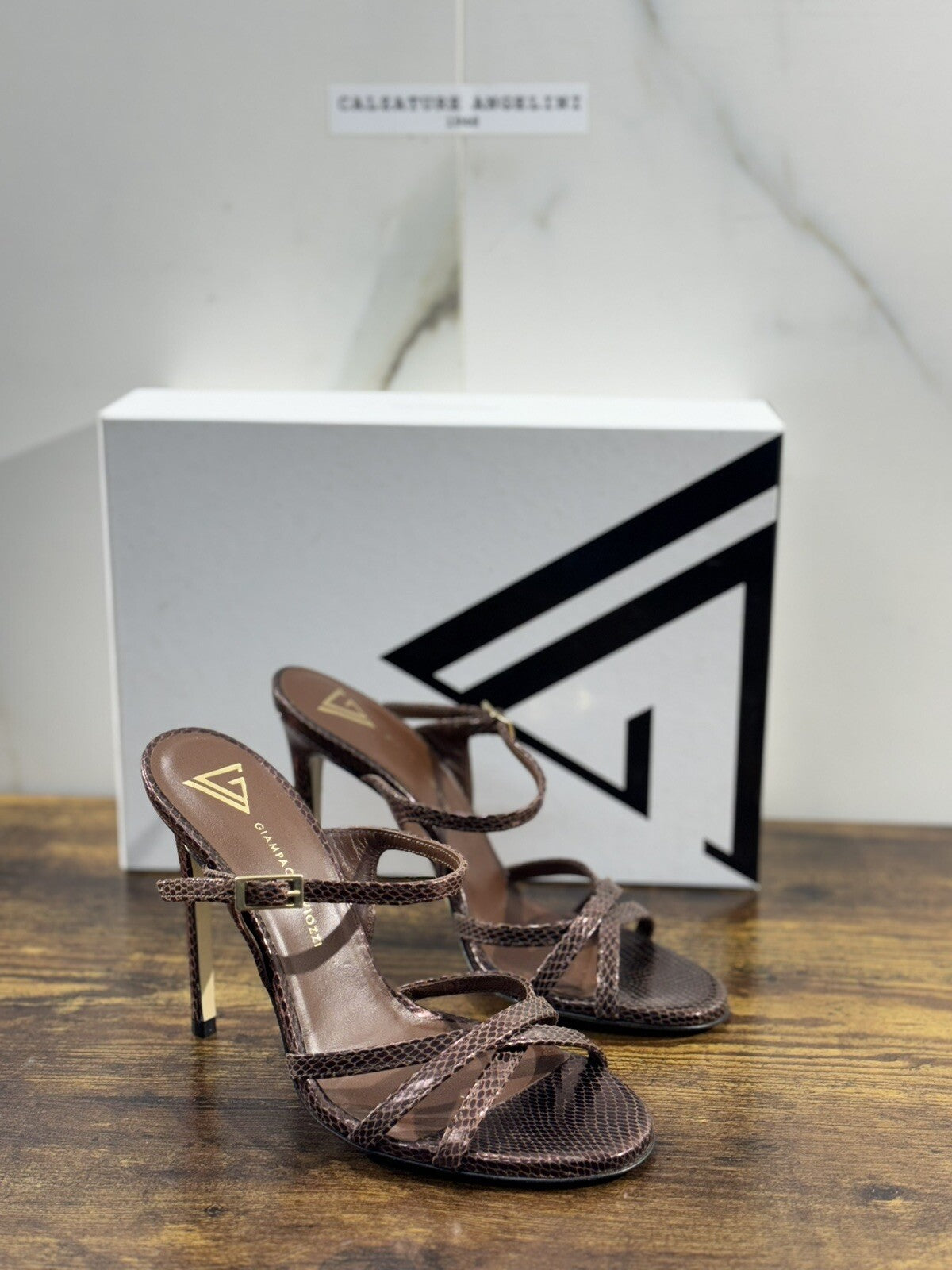 Giampaolo Viozzi Sandalo Donna Pelle Cocoa Tacco Luxury Woman Sandal 36