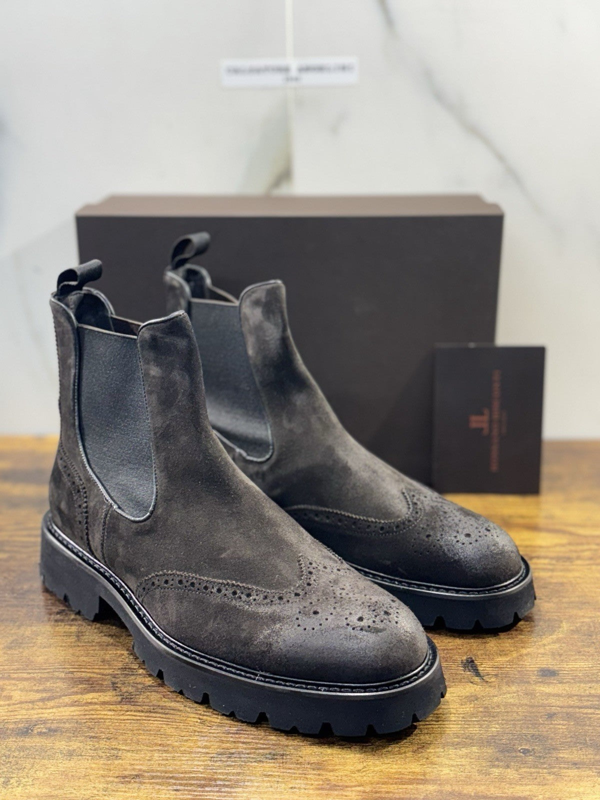 Rossano Bisconti Chelsea Boot Uomo Suede T Moro Fully Made In Italy 45