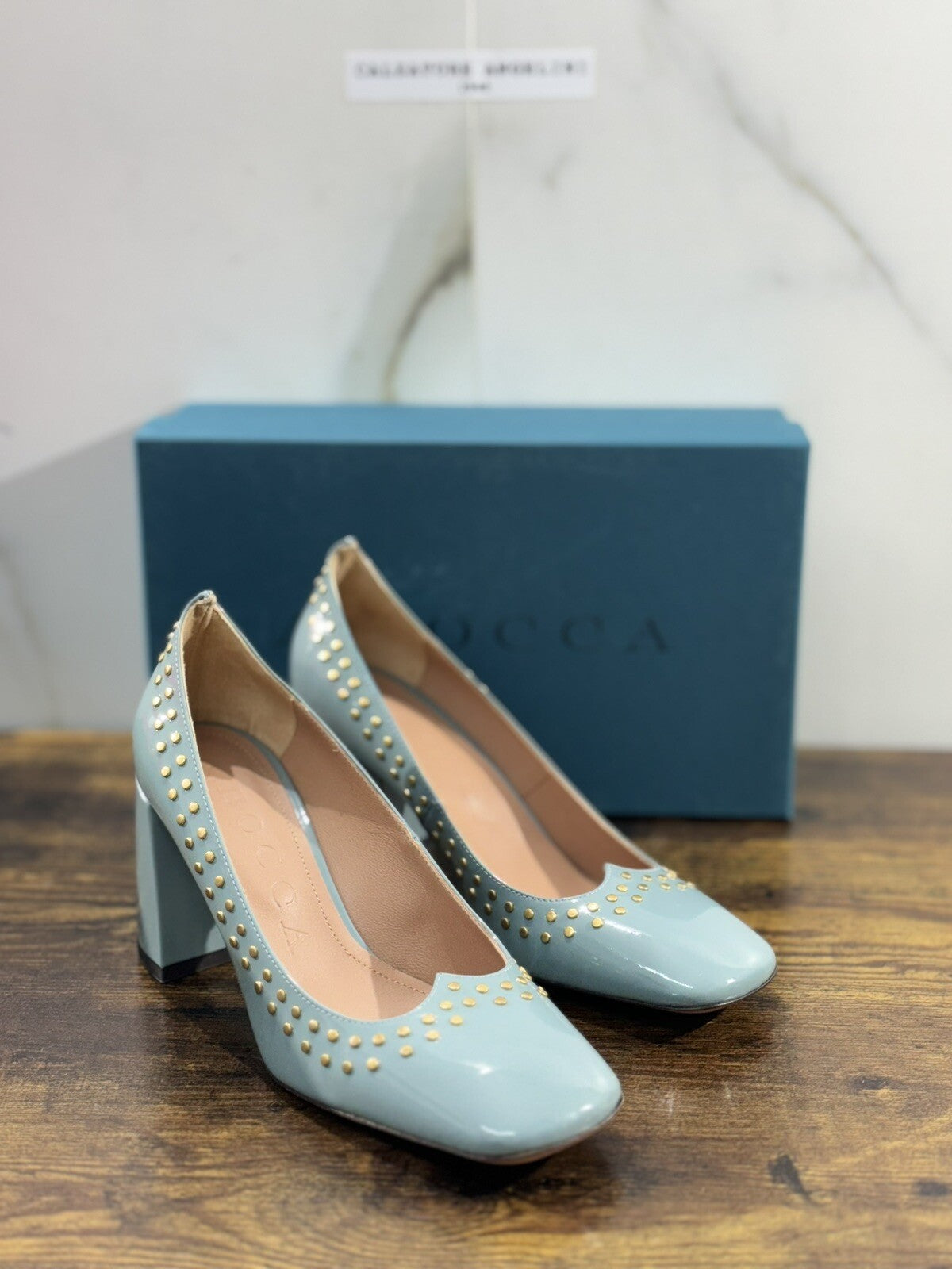 A.Bocca Two For Love Decollete Donna Pelle Cielo Tacco Luxury Handmade 39.5