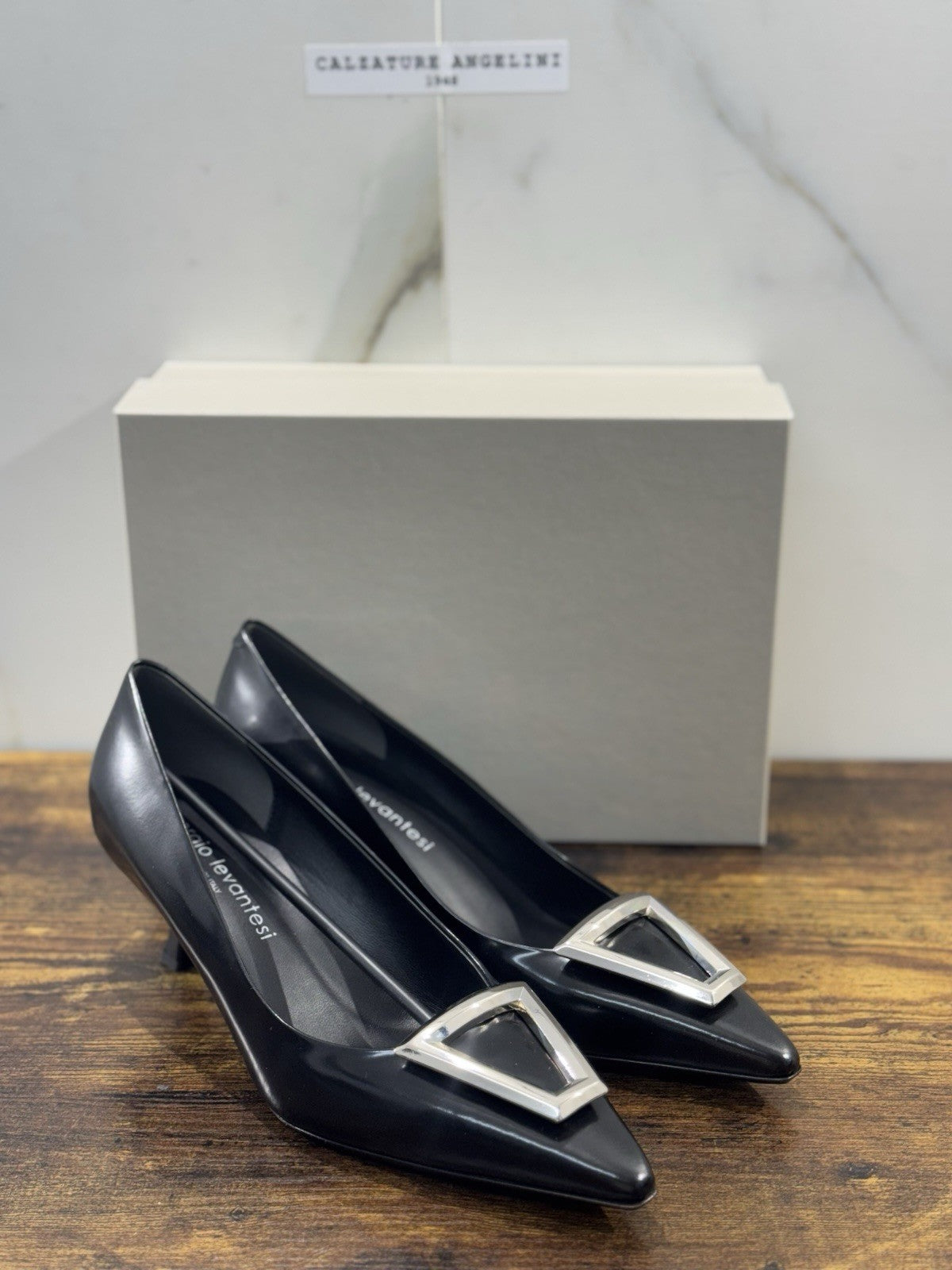 Sergio Levantesi Décolleté Pelle Nero Luxury Made In Italy Donna 40